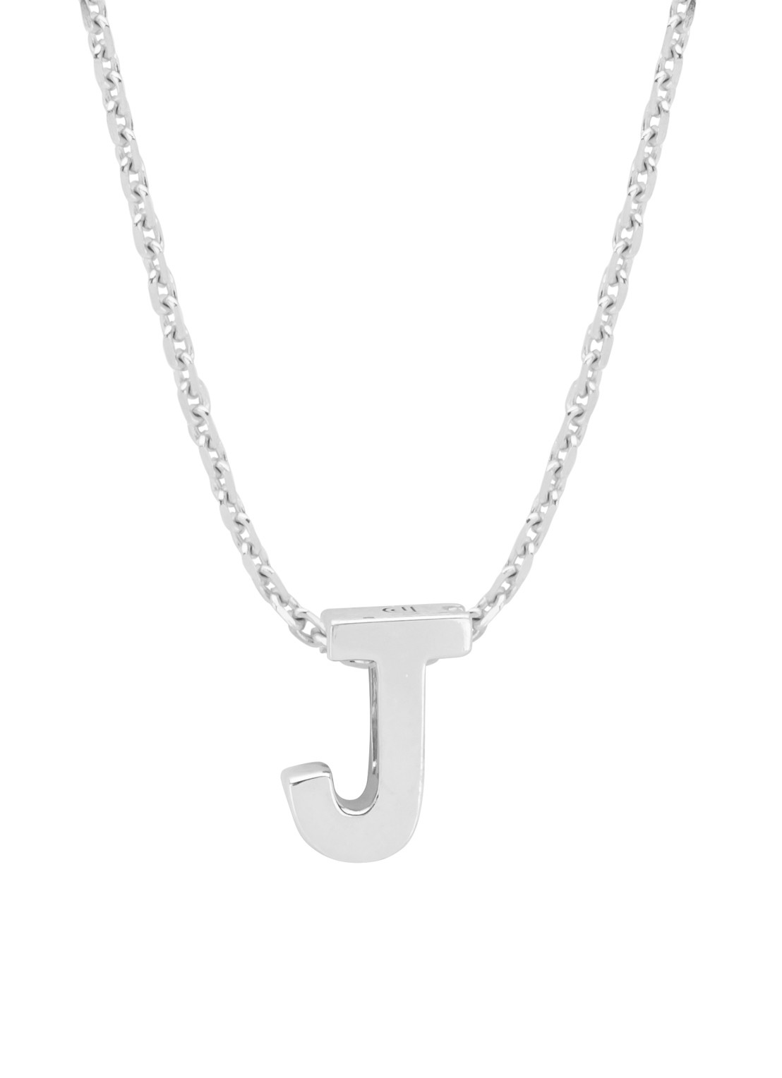 Diamond Point Witgouden hanger J, Alphabet - voorkant witgoud