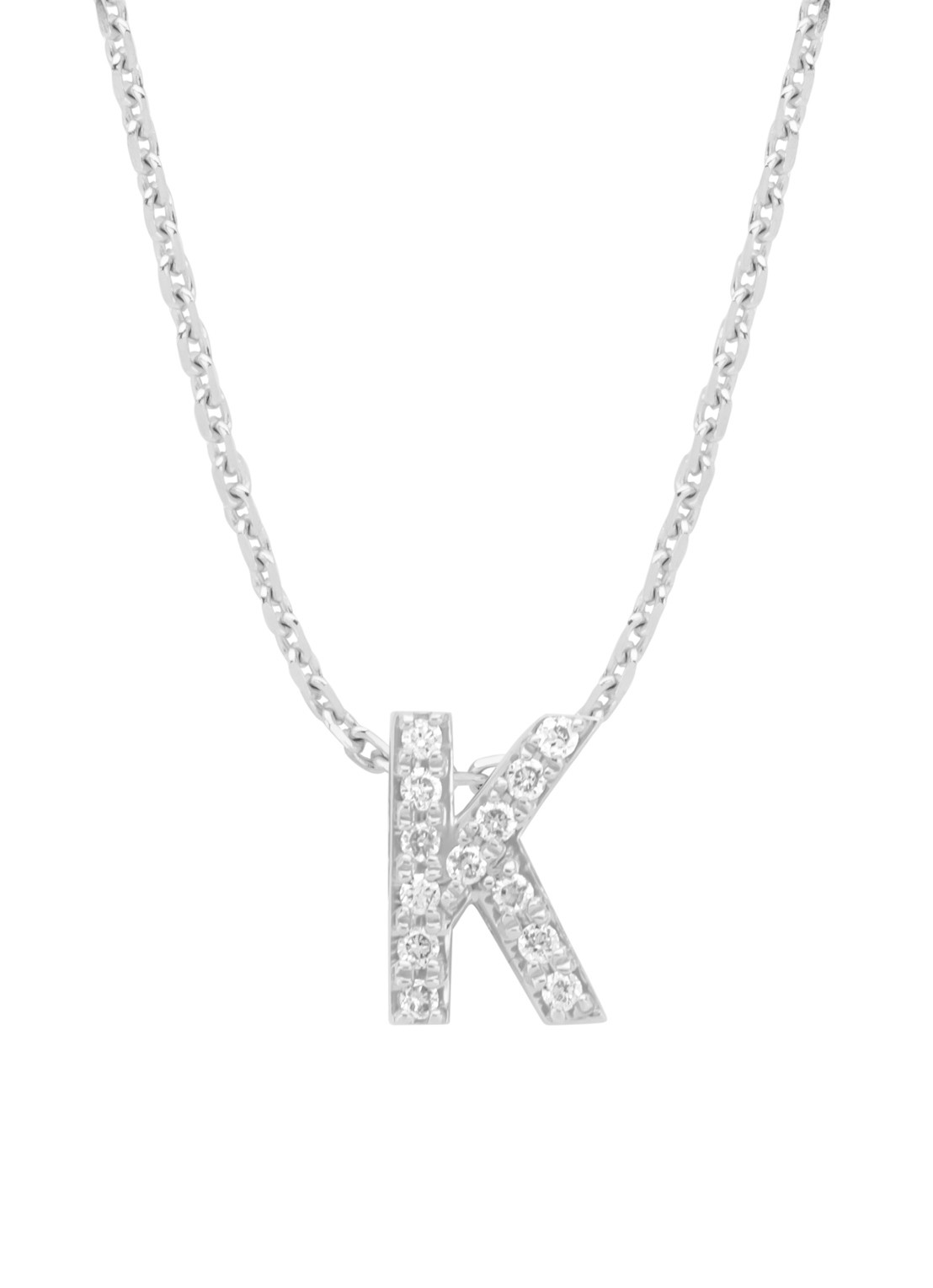 Diamond Point Witgouden hanger K, 0.05 ct diamant, Alphabet - voorkant witgoud