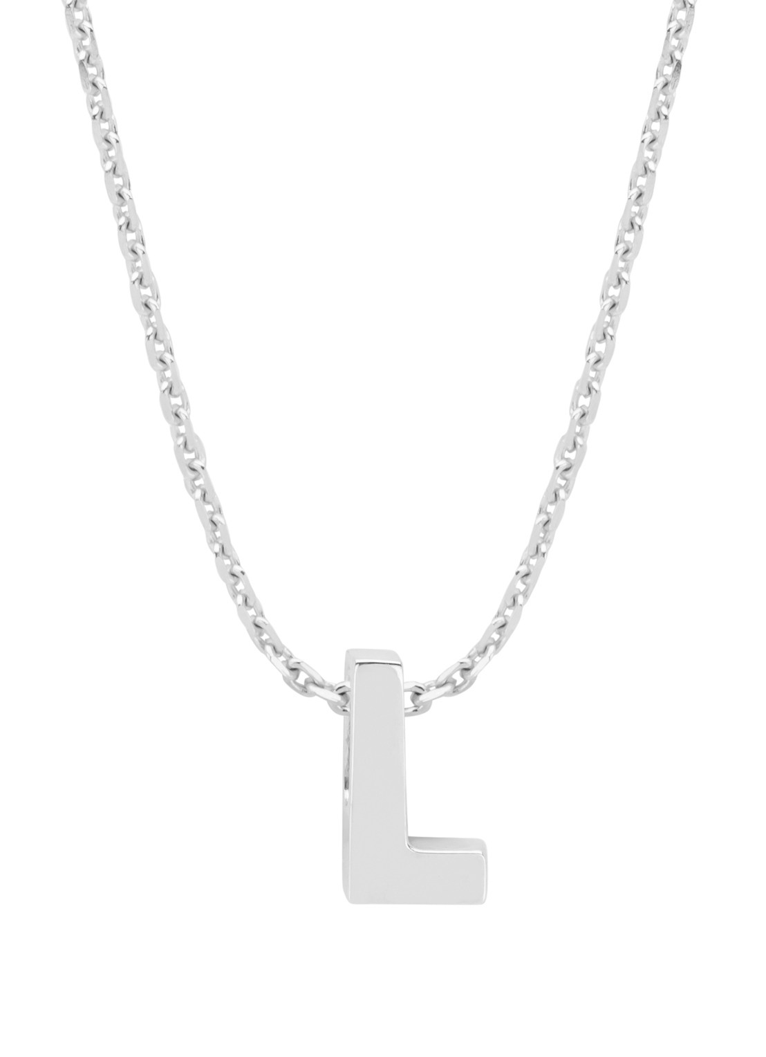 Diamond Point Witgouden hanger L, Alphabet - voorkant witgoud