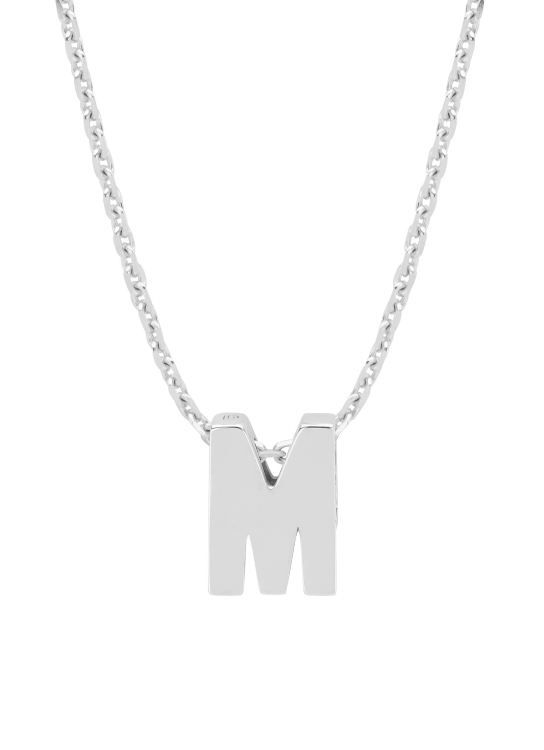 Diamond Point Witgouden hanger M, Alphabet - voorkant witgoud