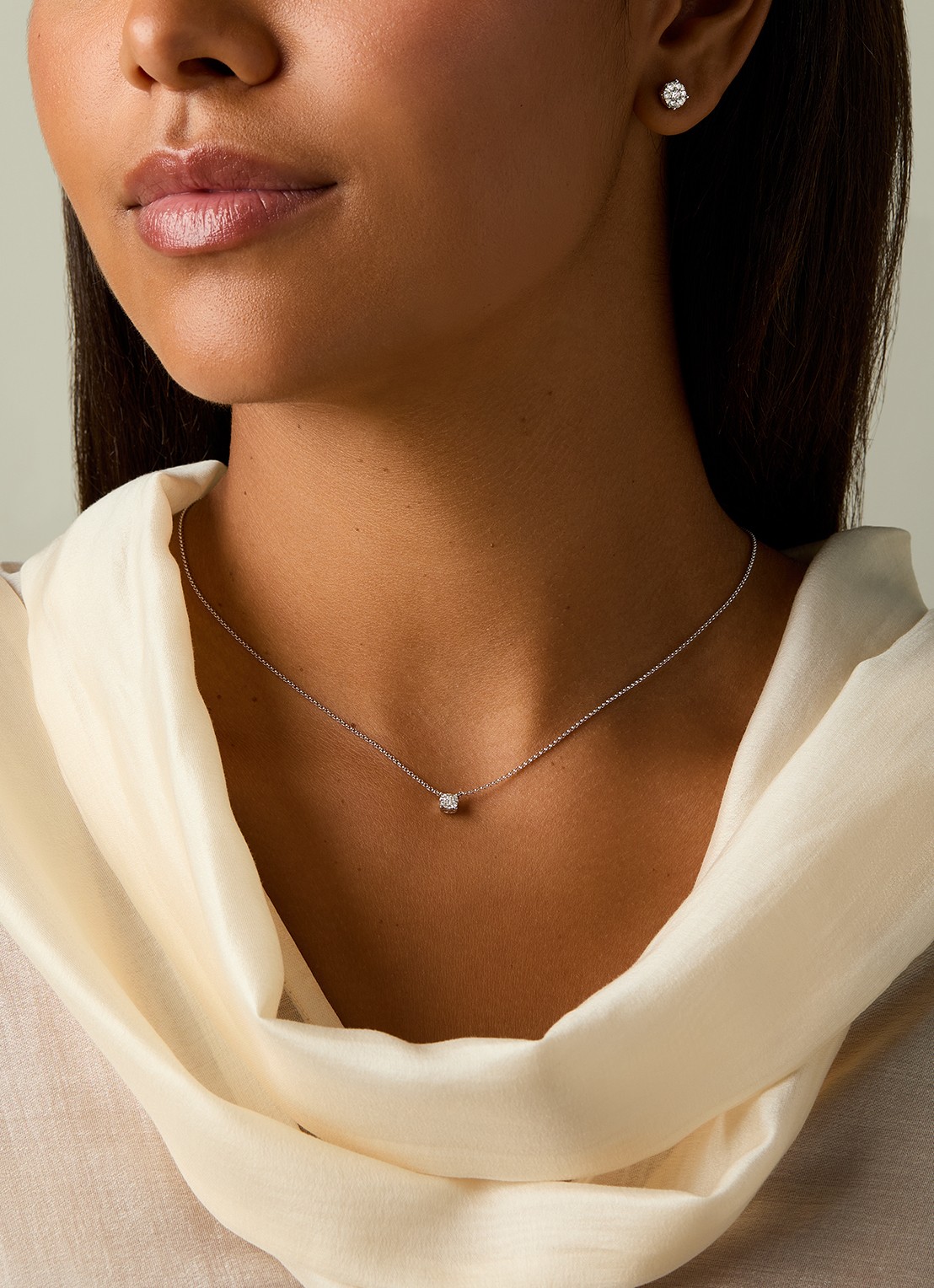 Diamond Point Witgouden hanger met collier, 0.09 ct diamant, Enchanted - detail 3 witgoud