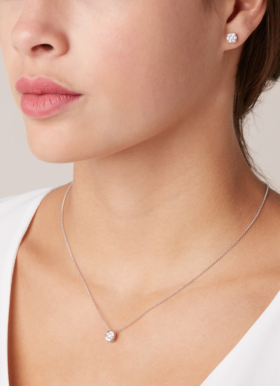 Diamond Point Witgouden hanger met collier, 0.29 ct diamant, Enchanted - voorkant 2 witgoud
