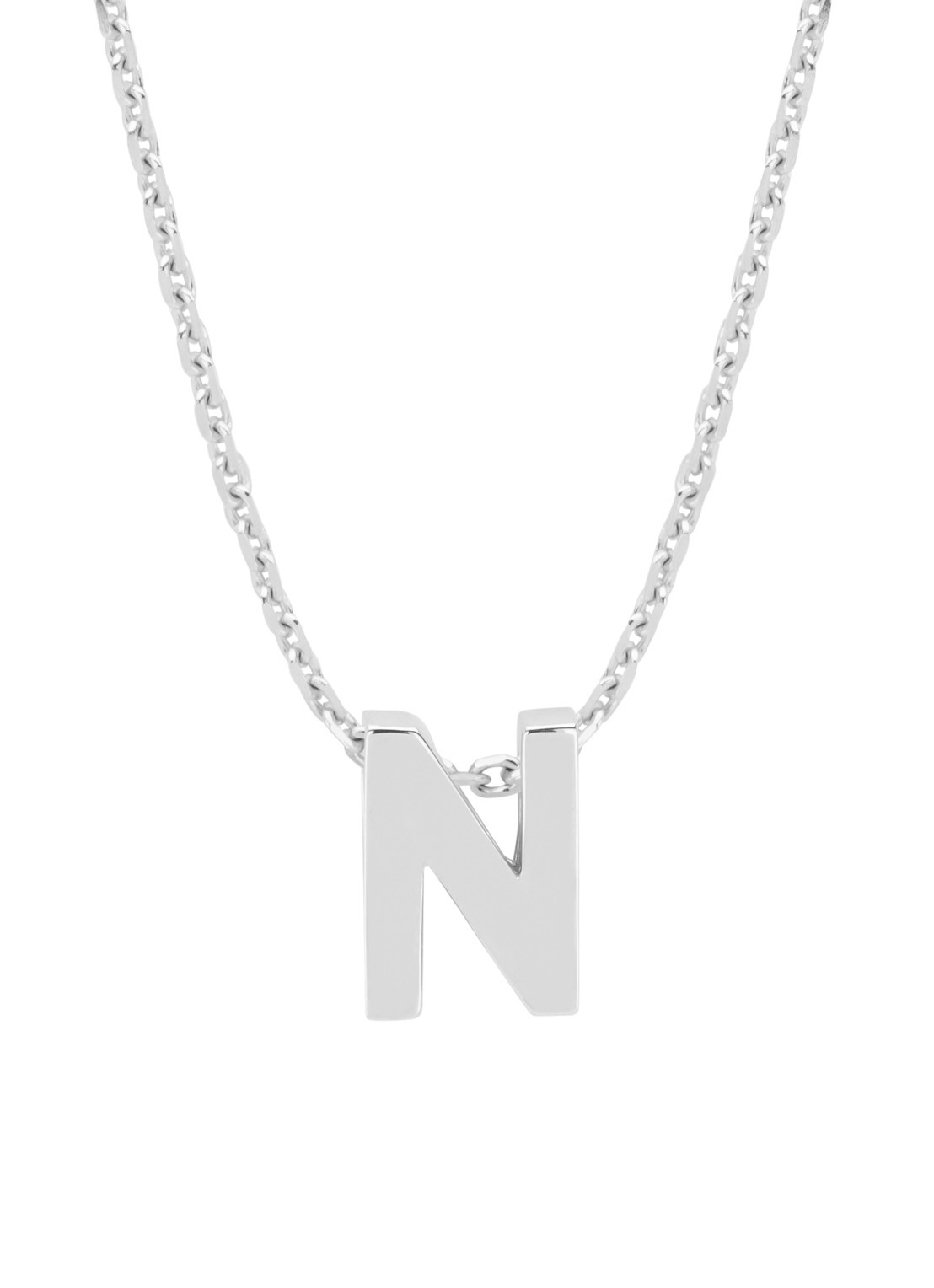 Diamond Point Witgouden hanger N, Alphabet - voorkant witgoud