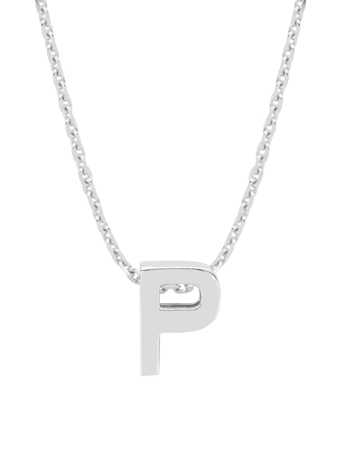 Diamond Point Witgouden hanger P, Alphabet - voorkant witgoud