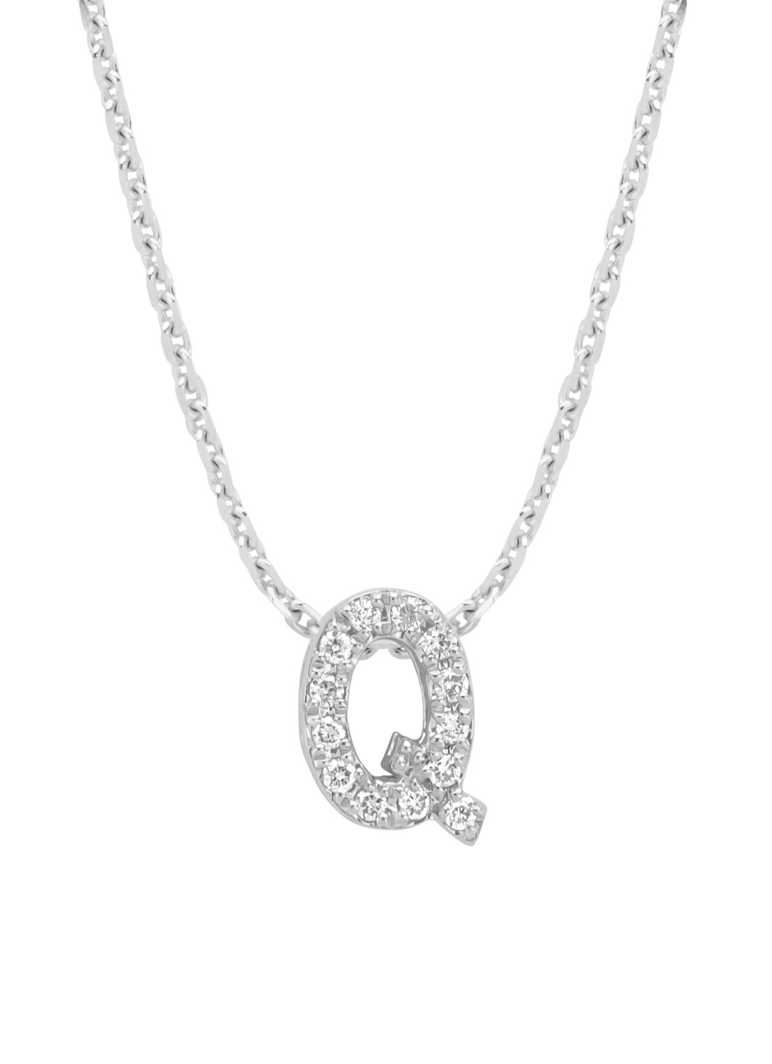 Diamond Point Witgouden hanger Q, 0.05 ct diamant, Alphabet - voorkant 2 witgoud