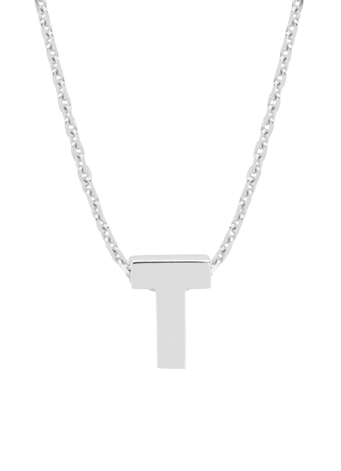 Diamond Point Witgouden hanger T, Alphabet - voorkant witgoud
