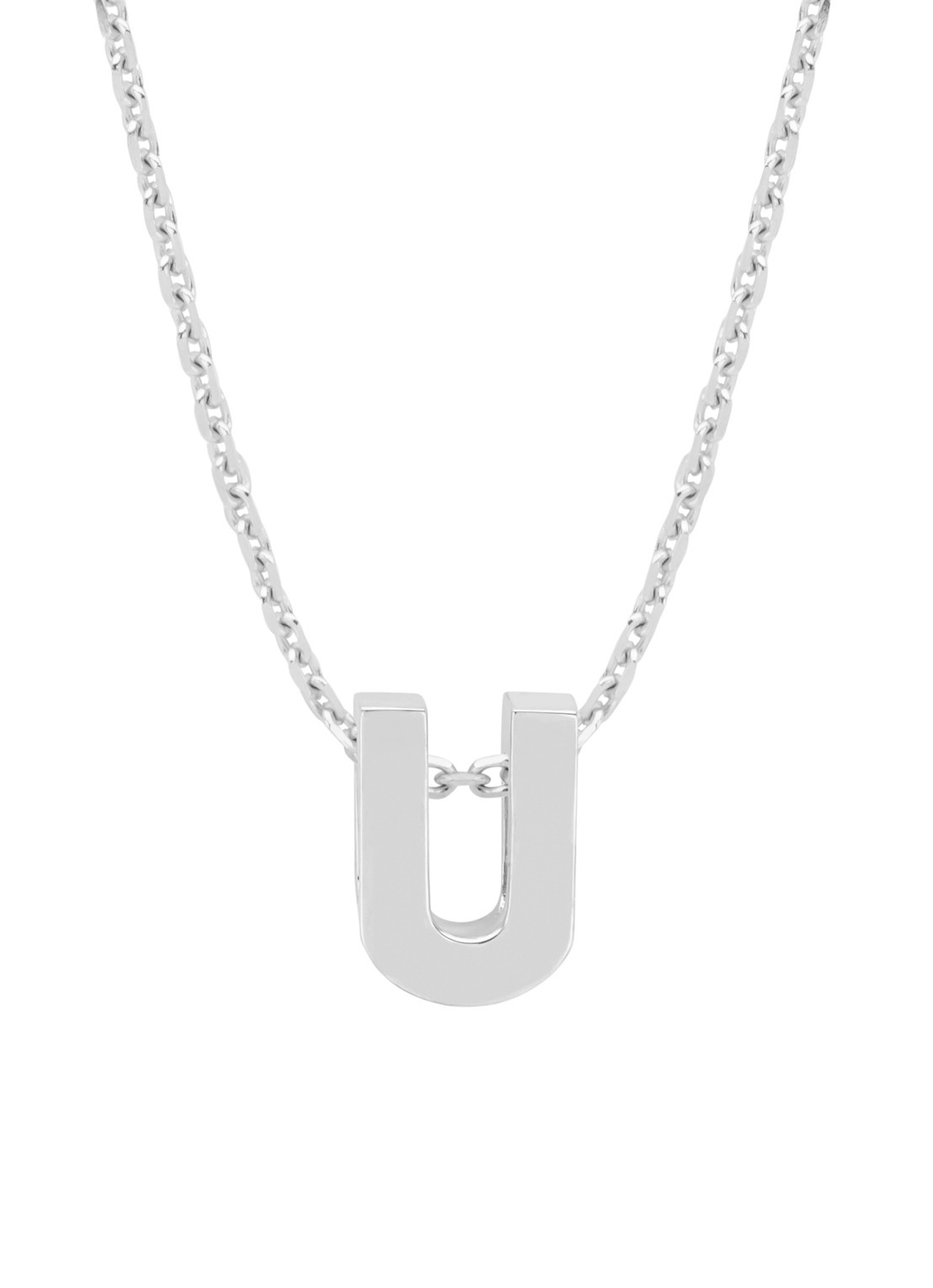 Diamond Point Witgouden hanger U, Alphabet - voorkant witgoud