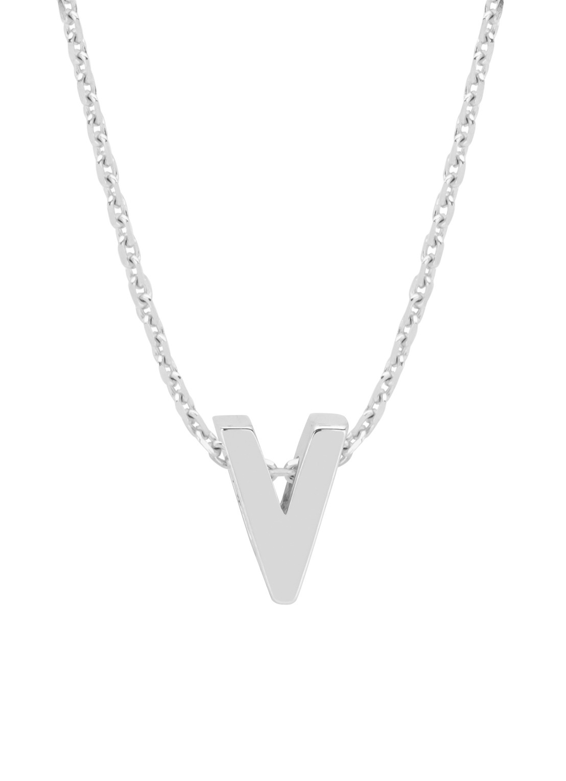 Diamond Point Witgouden hanger V, Alphabet - voorkant 2 witgoud