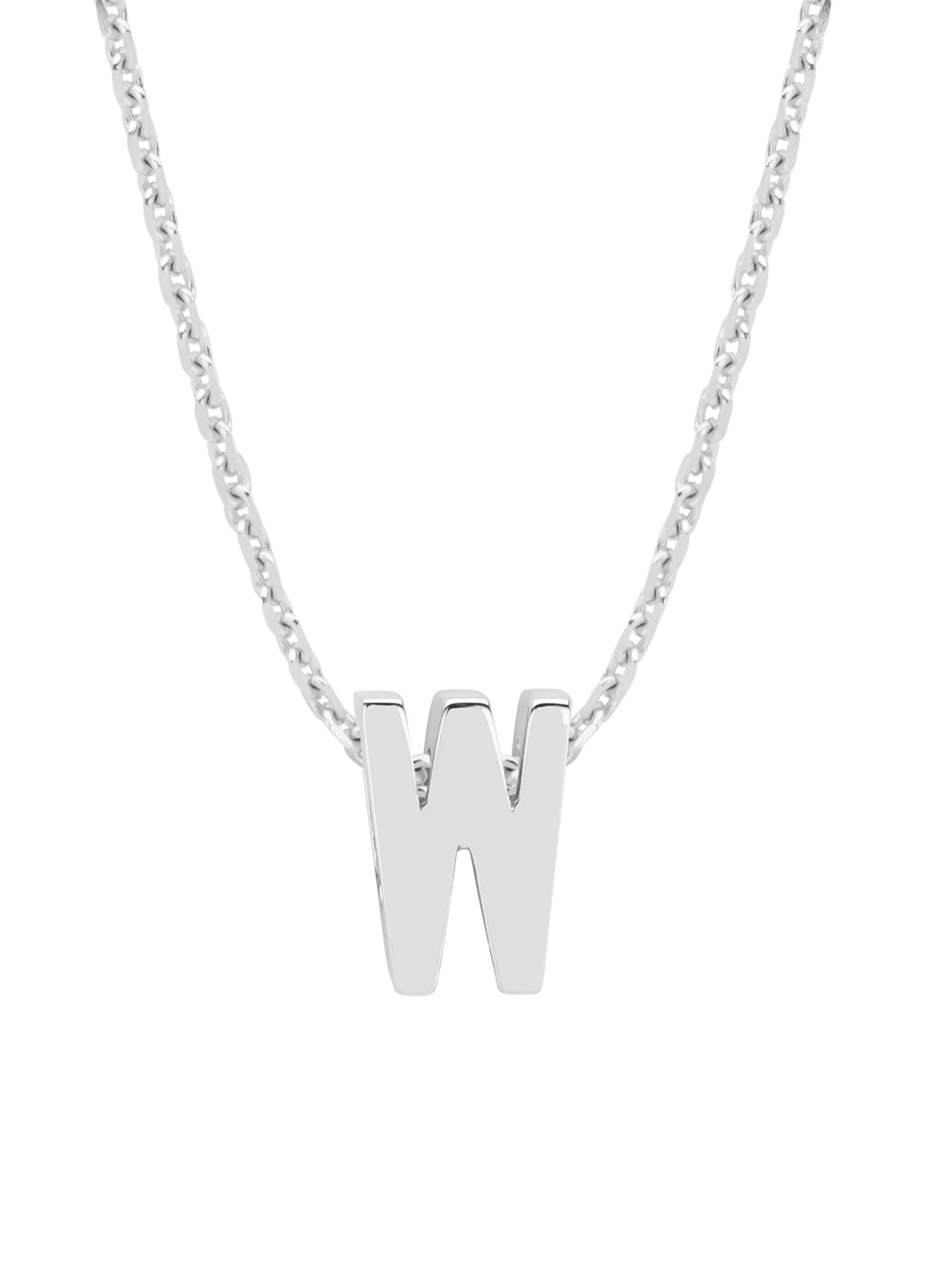 Diamond Point Witgouden hanger W, Alphabet - voorkant witgoud