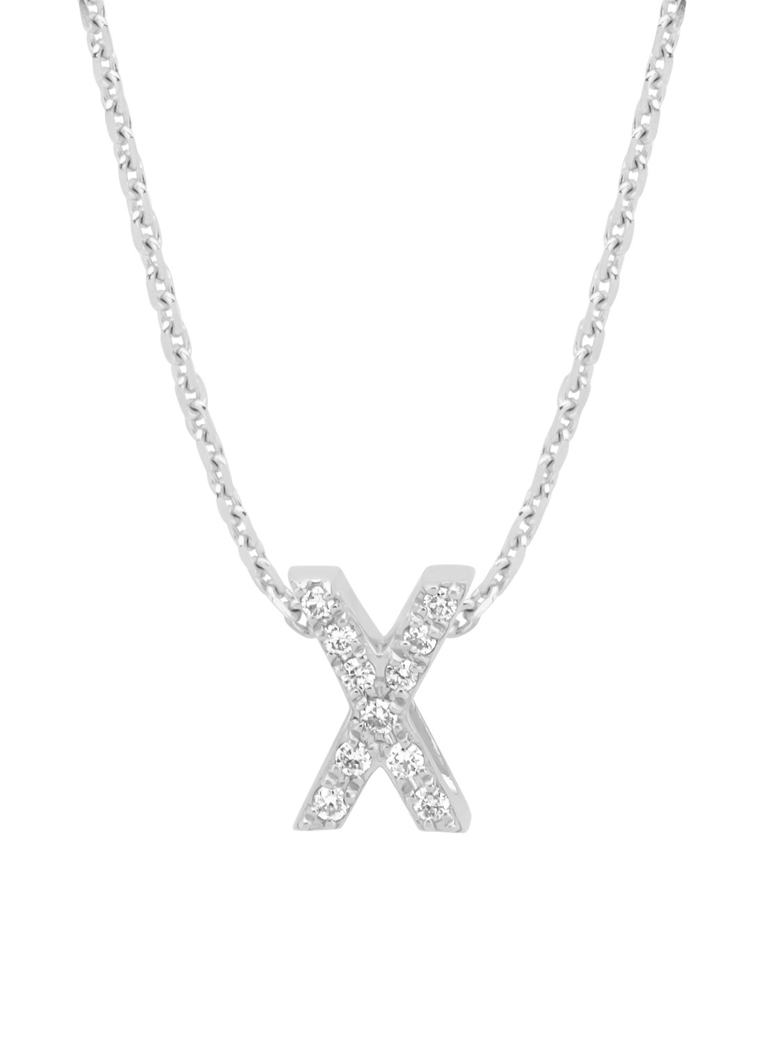 Diamond Point Witgouden hanger X, 0.05 ct diamant, Alphabet - voorkant witgoud