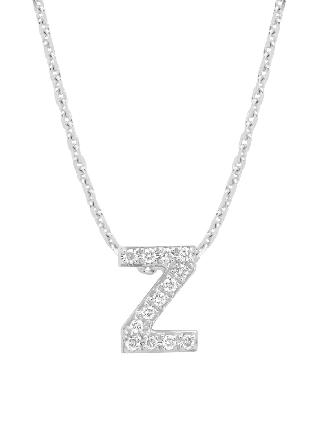 Diamond Point Witgouden hanger Z, 0.05 ct diamant, Alphabet - voorkant 2 witgoud