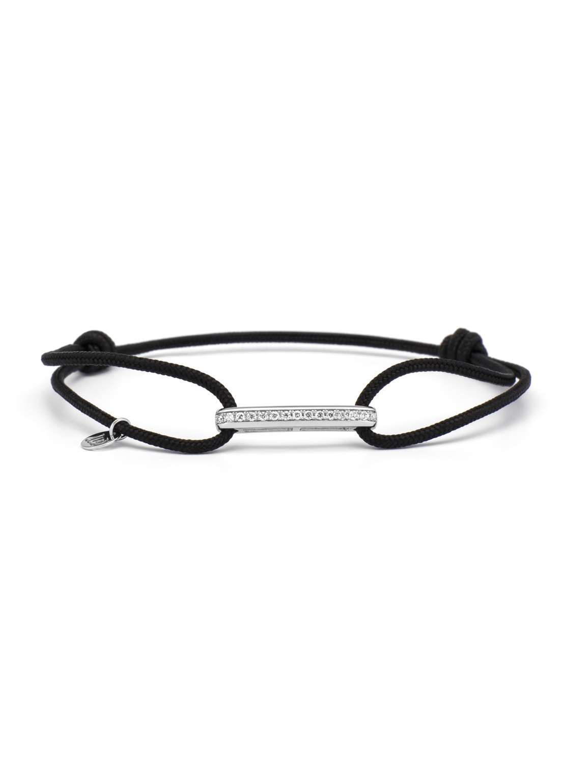 Diamond Point Witgouden koord armband, 0.10 ct diamant, Timeless Treasures - voorkant witgoud