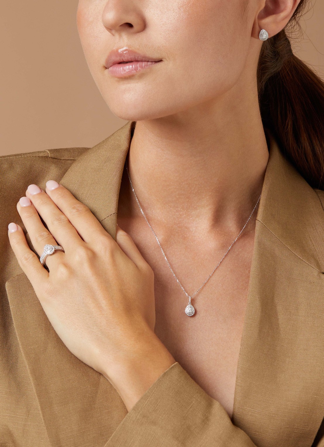 Diamond Point Witgouden oorsieraden, 0.36 ct diamant, Petite Romance - voorkant 2 witgoud