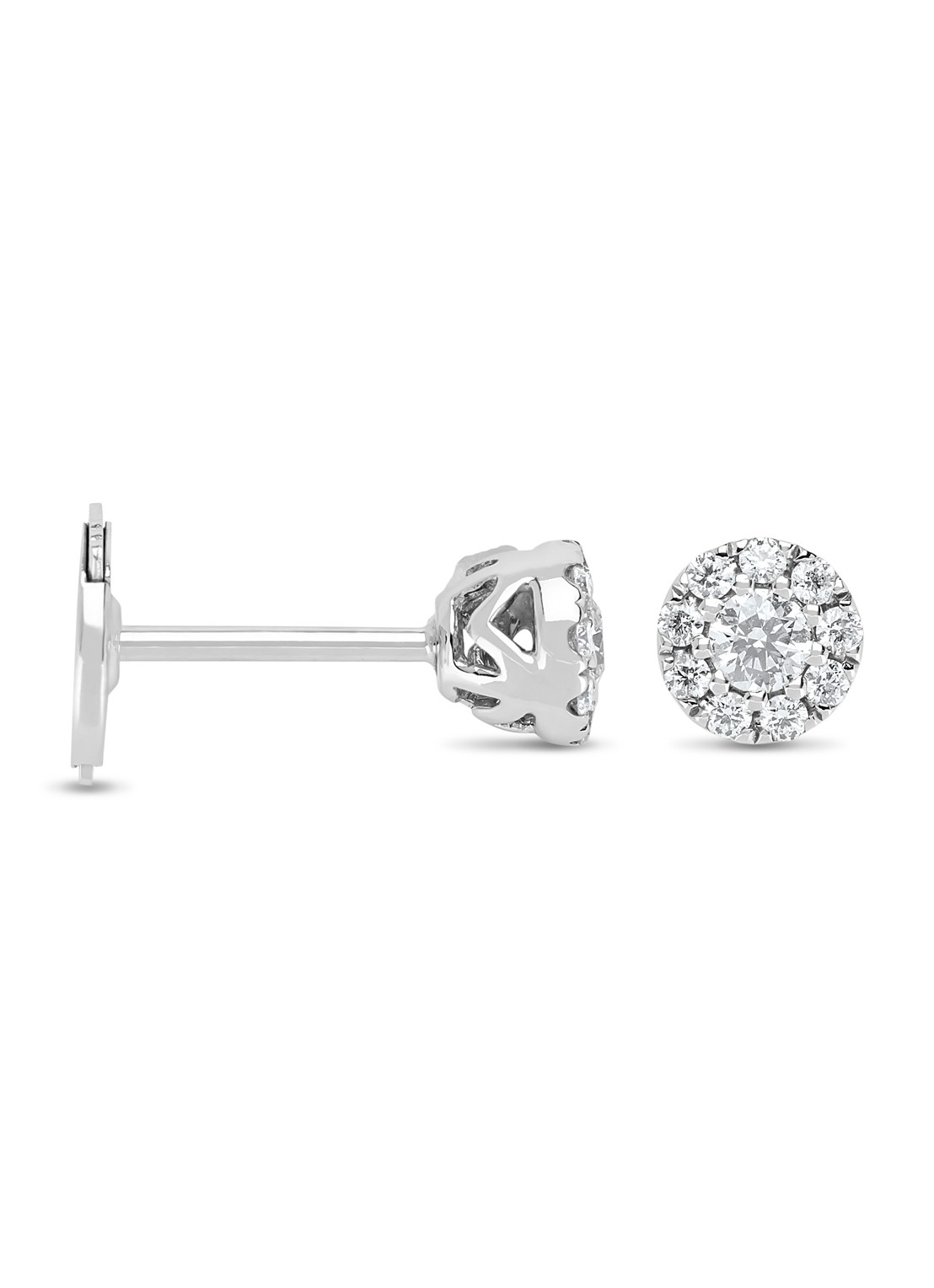 Diamond Point Witgouden oorsieraden 0.41 ct diamant Hearts & Arrows - voorkant witgoud