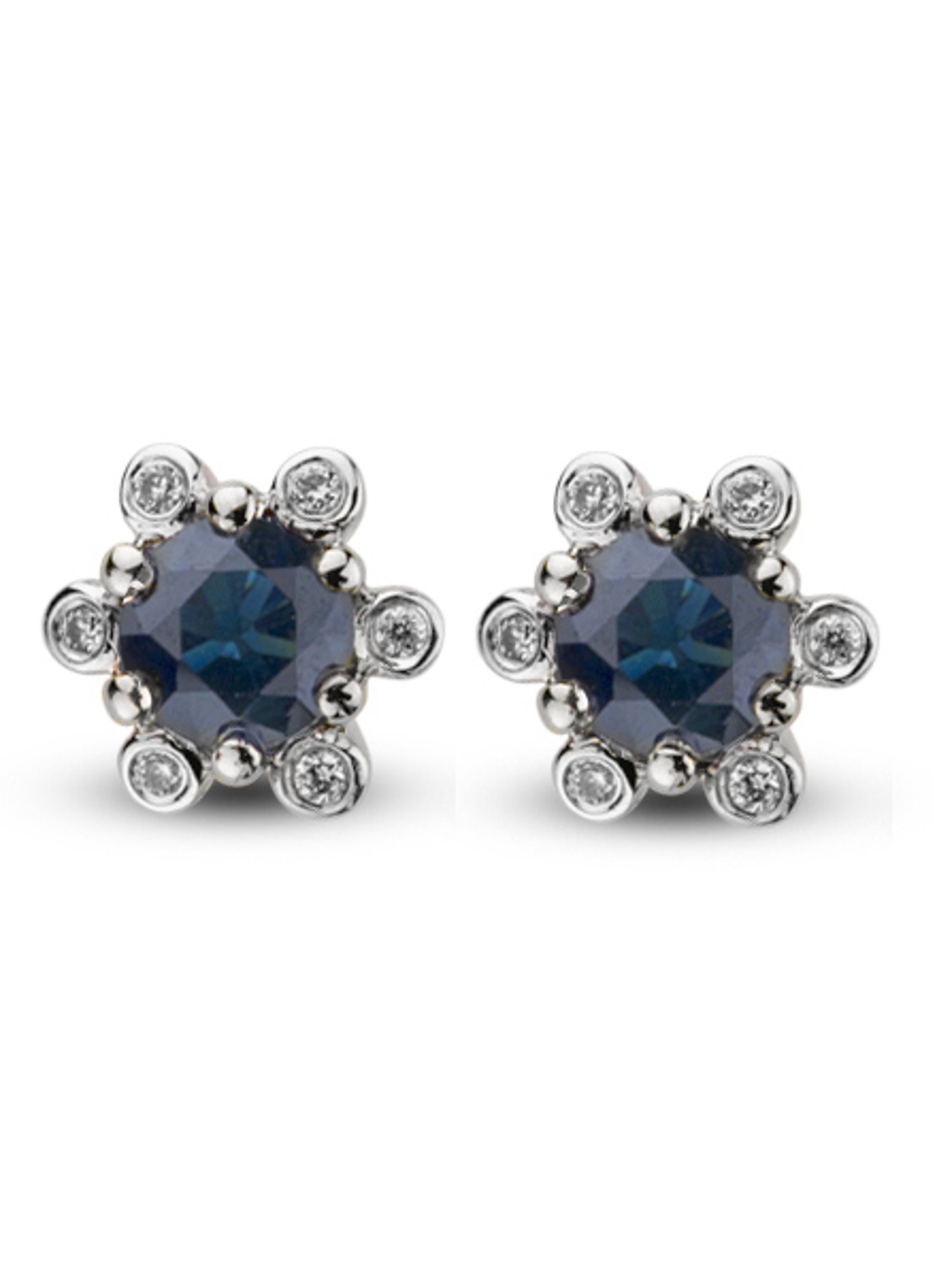 Diamond Point Witgouden oorsieraden, 0.60 ct blauwe saffier, Empress - voorkant blauw