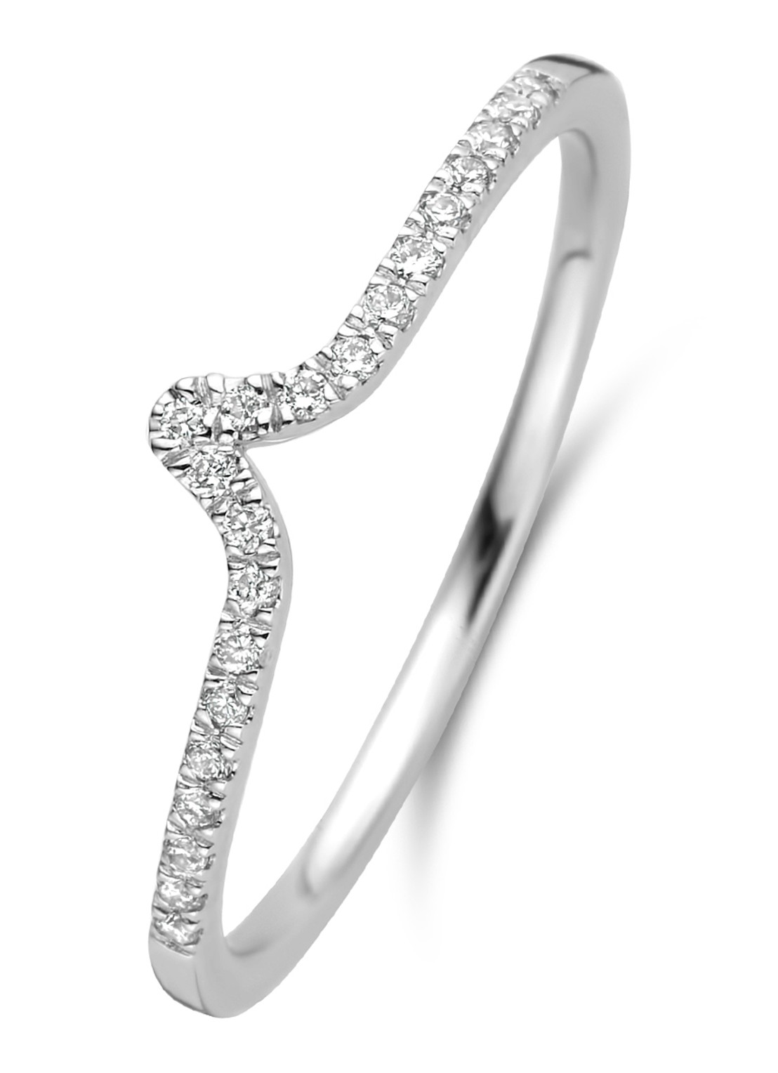 Diamond Point Witgouden ring 0.08 ct diamant Cosmic - voorkant 2 witgoud