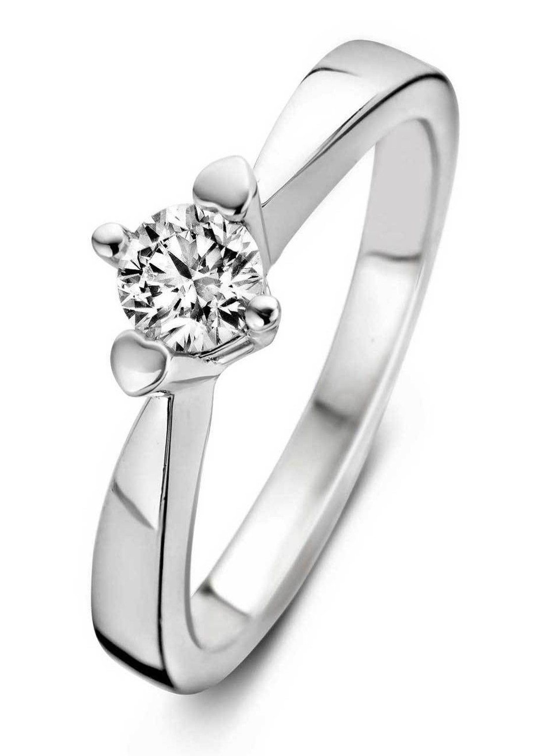 Diamond Point Witgouden ring 0.09 ct diamant Hearts & Arrows - voorkant witgoud