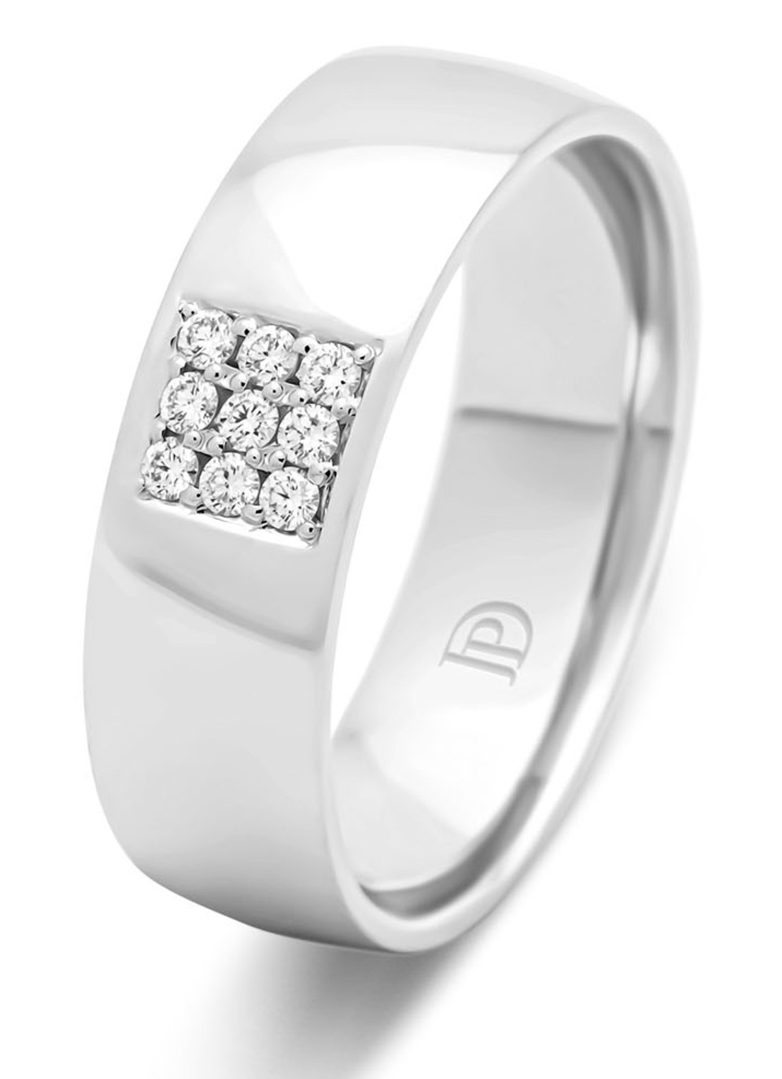Diamond Point Witgouden ring, 0.09 ct diamant, Wedding - voorkant witgoud