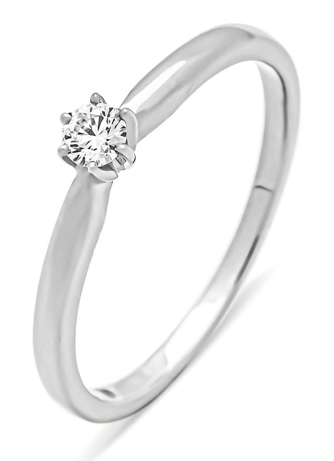 Diamond Point Witgouden ring, 0.10 ct diamant, Hearts & Arrows - voorkant witgoud