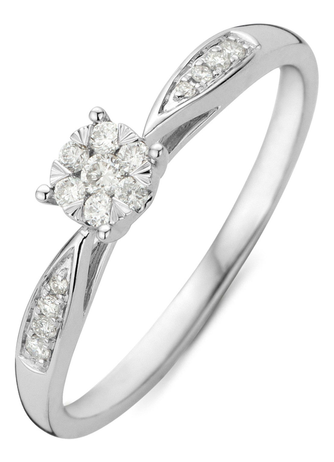 Diamond Point Witgouden ring, 0.15 ct diamant, Enchanted - voorkant witgoud