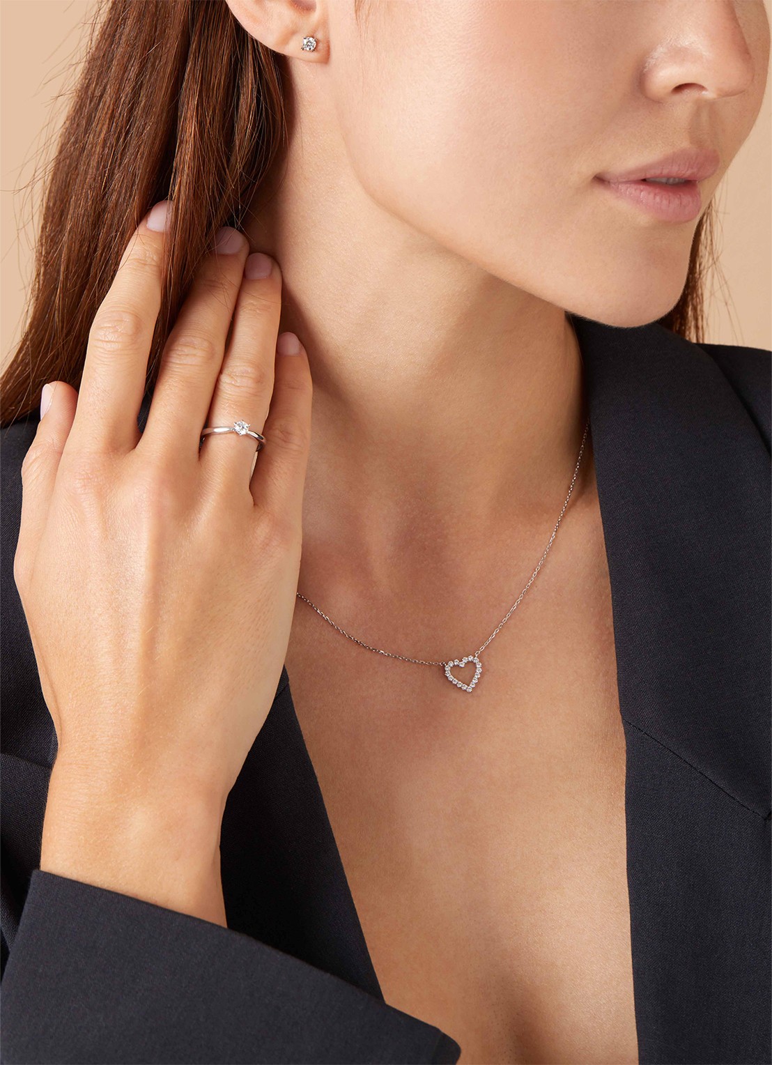 Diamond Point Witgouden ring, 0.20 ct diamant, Hearts & Arrows - detail witgoud