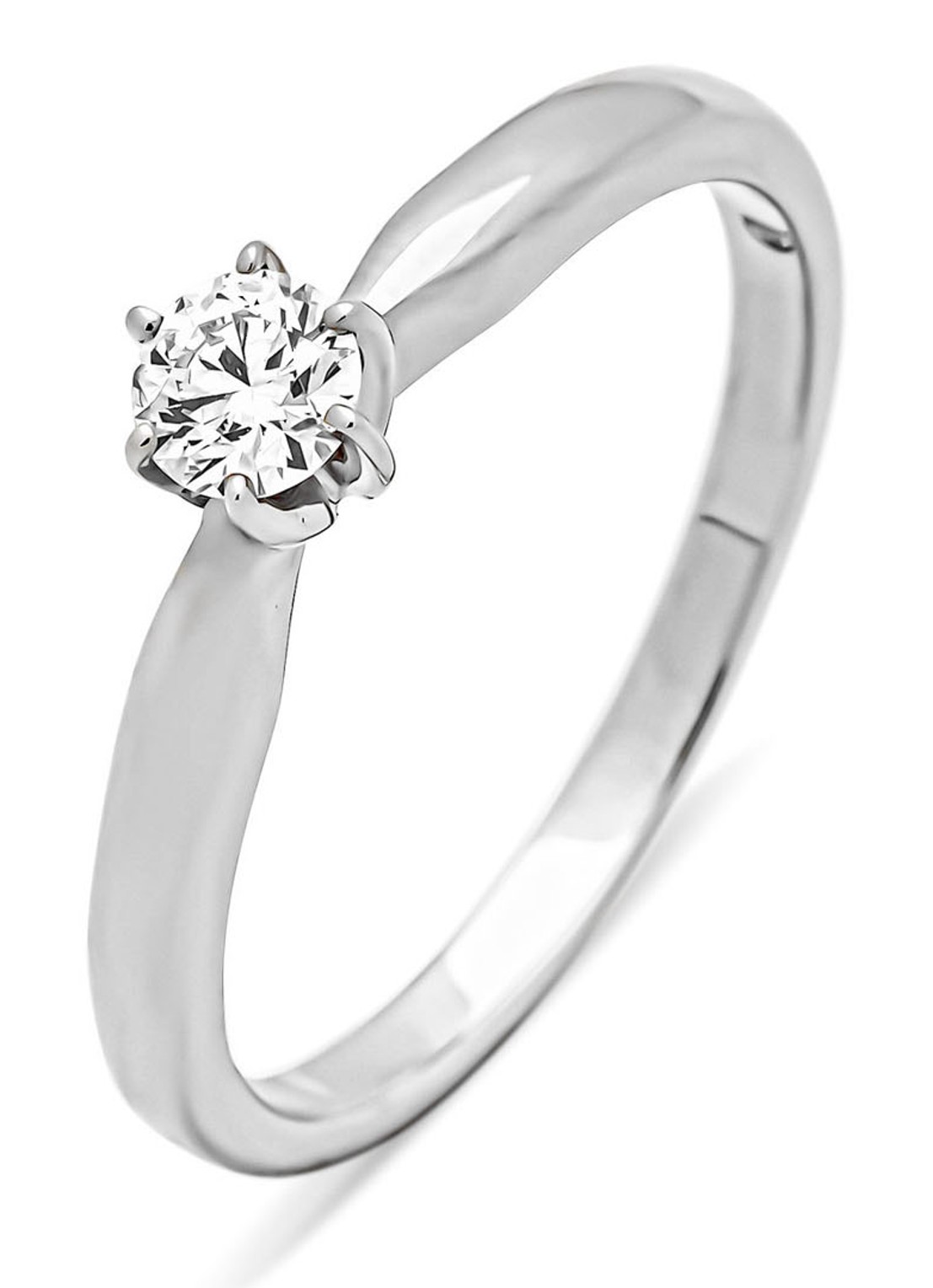 Diamond Point Witgouden ring, 0.20 ct diamant, Hearts & Arrows - voorkant 2 witgoud