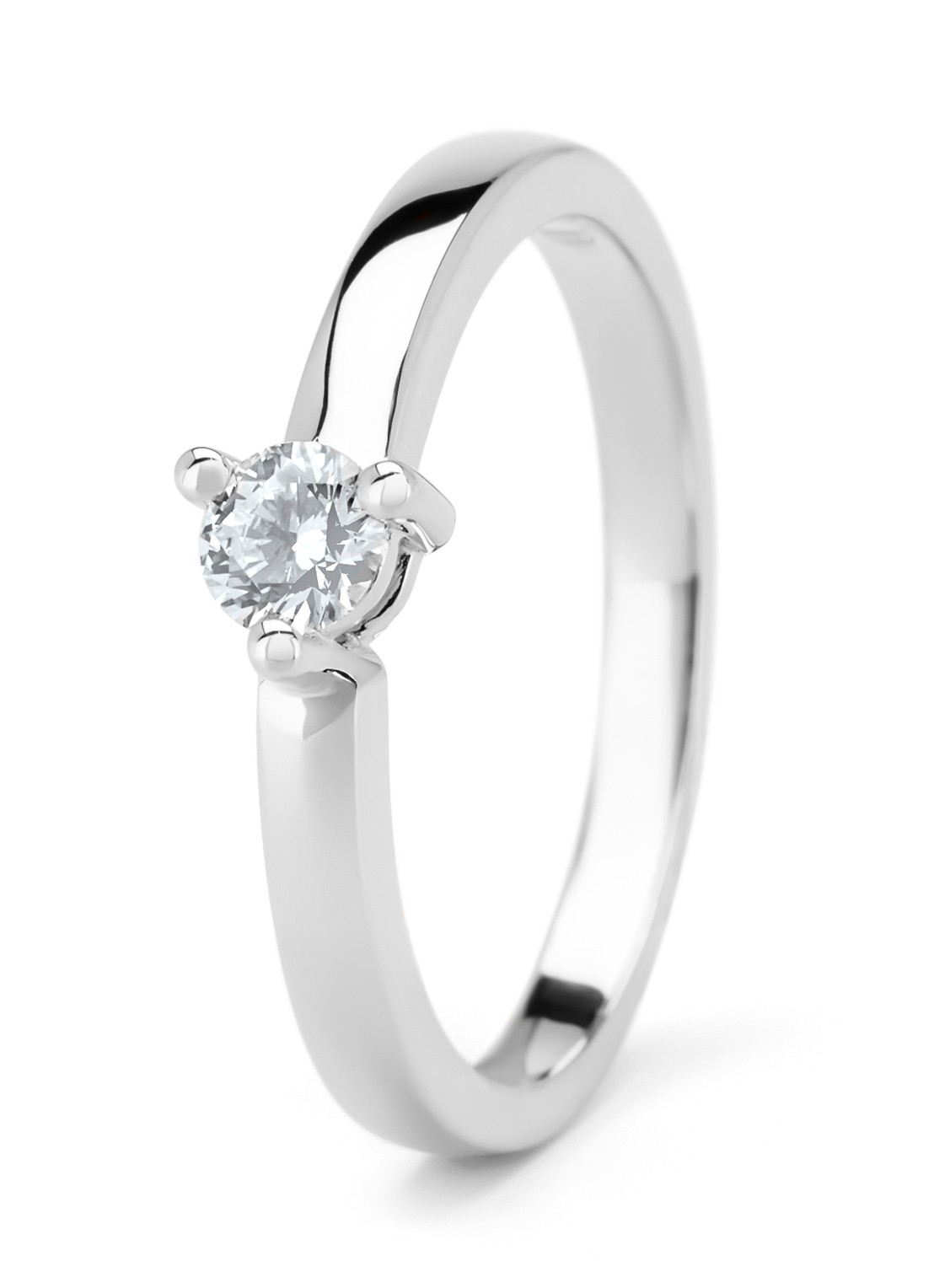 Diamond Point Witgouden ring, 0.20 ct diamant, Hearts & Arrows - voorkant 3 witgoud