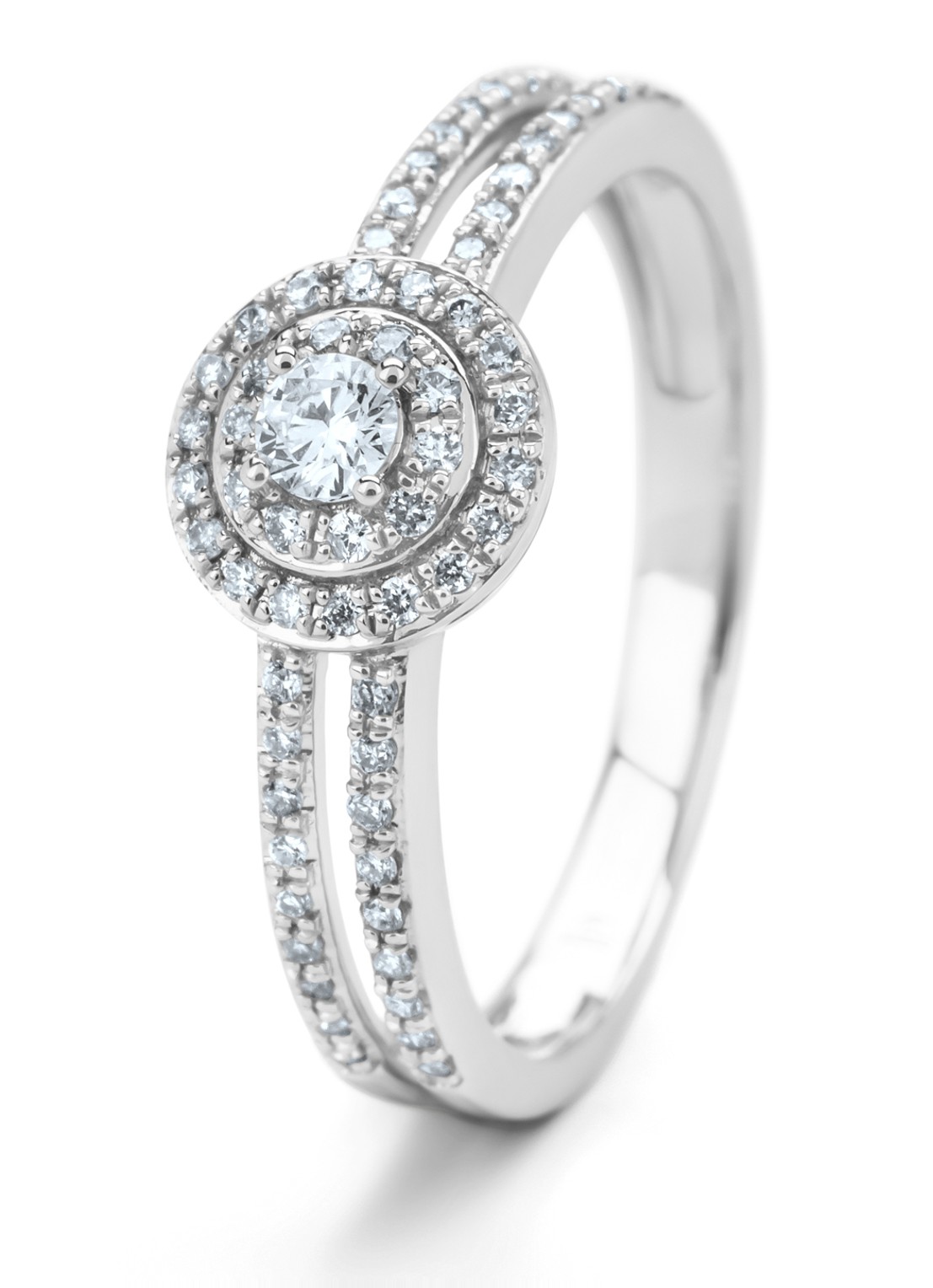 Diamond Point Witgouden ring, 0.28 ct diamant, Petite Romance - voorkant witgoud