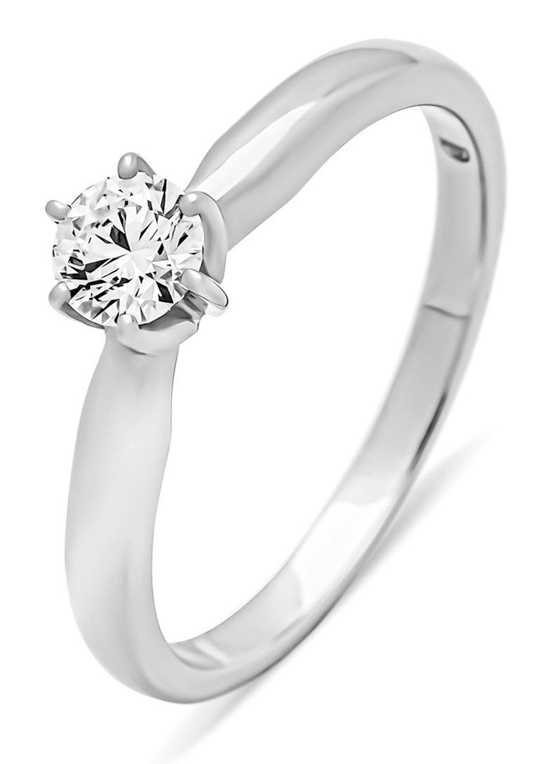 Diamond Point Witgouden ring, 0.30 ct diamant, Hearts & Arrows - voorkant 3 witgoud