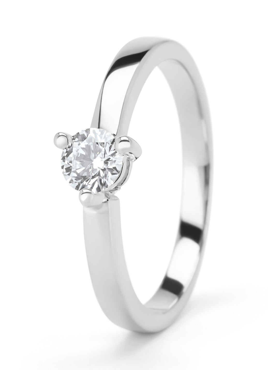 Diamond Point Witgouden ring, 0.30 ct diamant, Hearts & Arrows - voorkant 3 witgoud
