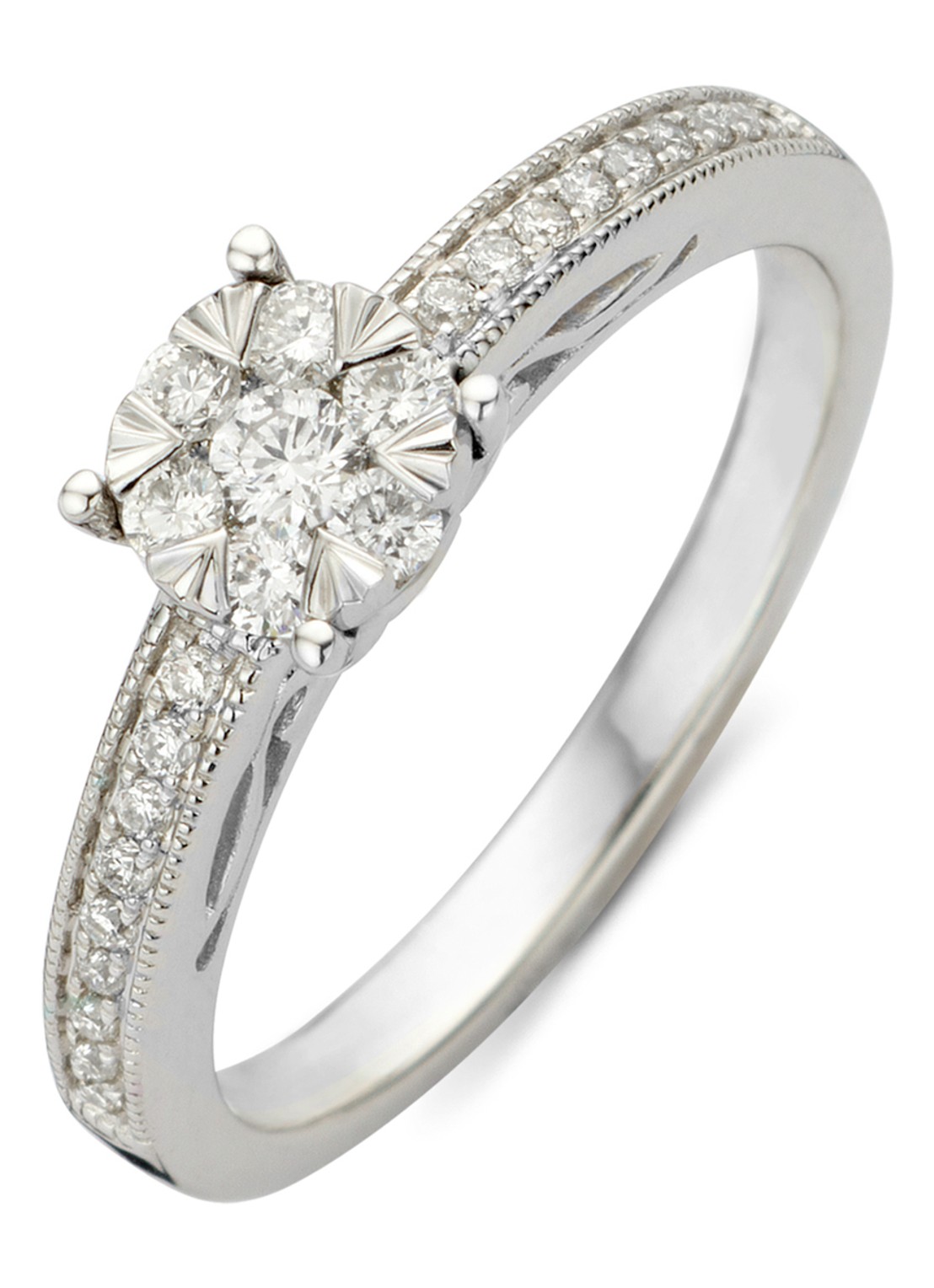 Diamond Point Witgouden ring, 0.32 ct diamant, Enchanted - voorkant witgoud