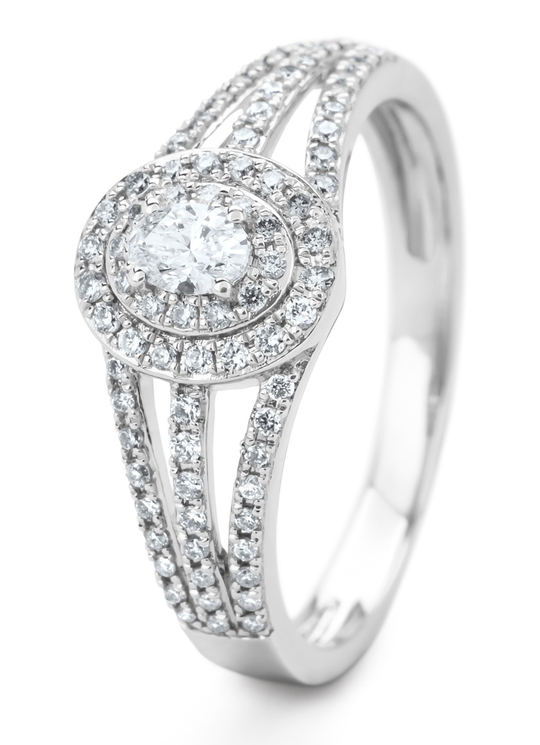 Diamond Point Witgouden ring, 0.38 ct diamant, Petite Romance - voorkant witgoud