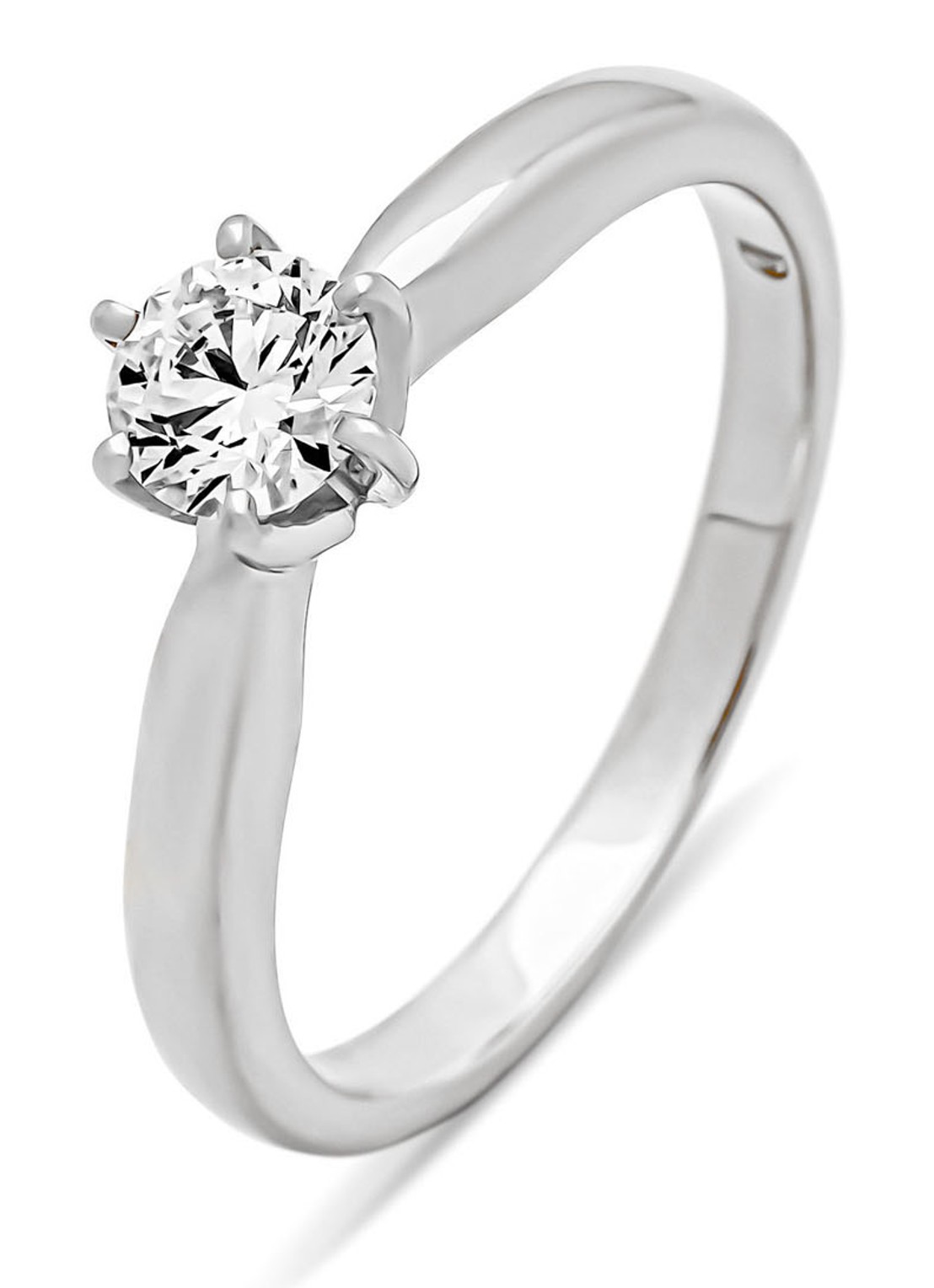 Diamond Point Witgouden ring, 0.40 ct diamant, Hearts & Arrows - voorkant witgoud