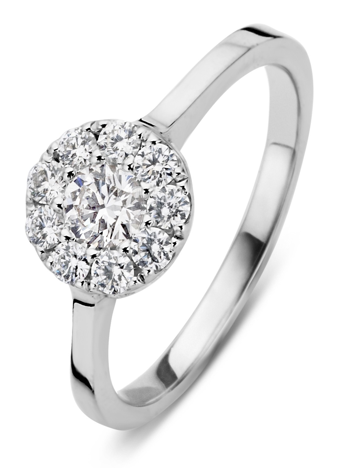 Diamond Point Witgouden ring 0.42 ct diamant Hearts & Arrows - voorkant 2 witgoud