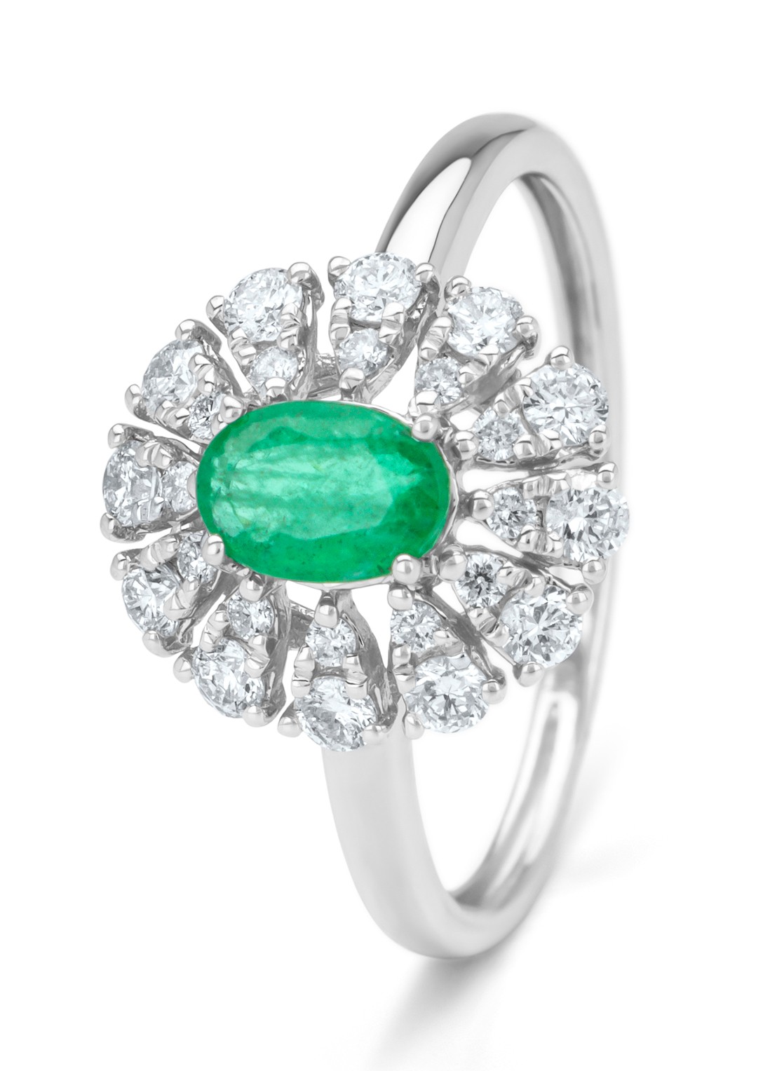 Diamond Point Witgouden ring, 0.48 ct smaragd, Majestic - voorkant 3 witgoud