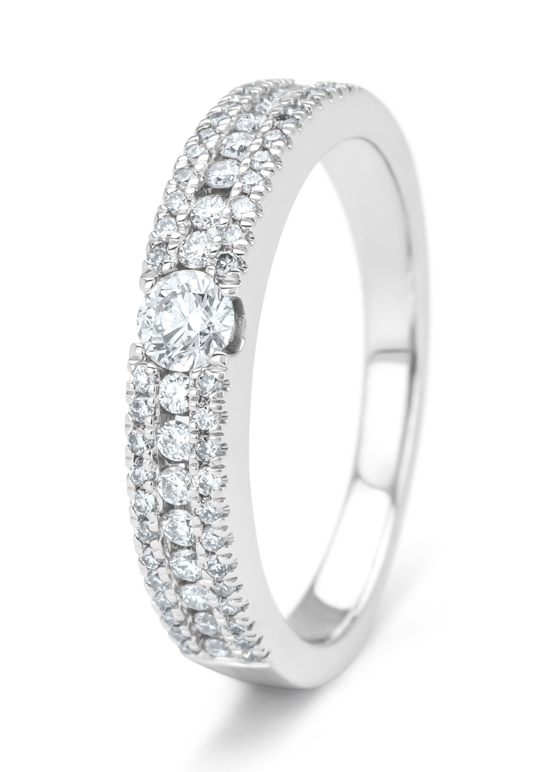 Diamond Point Witgouden ring, 0.49 ct diamant, Majestic - voorkant 5 witgoud
