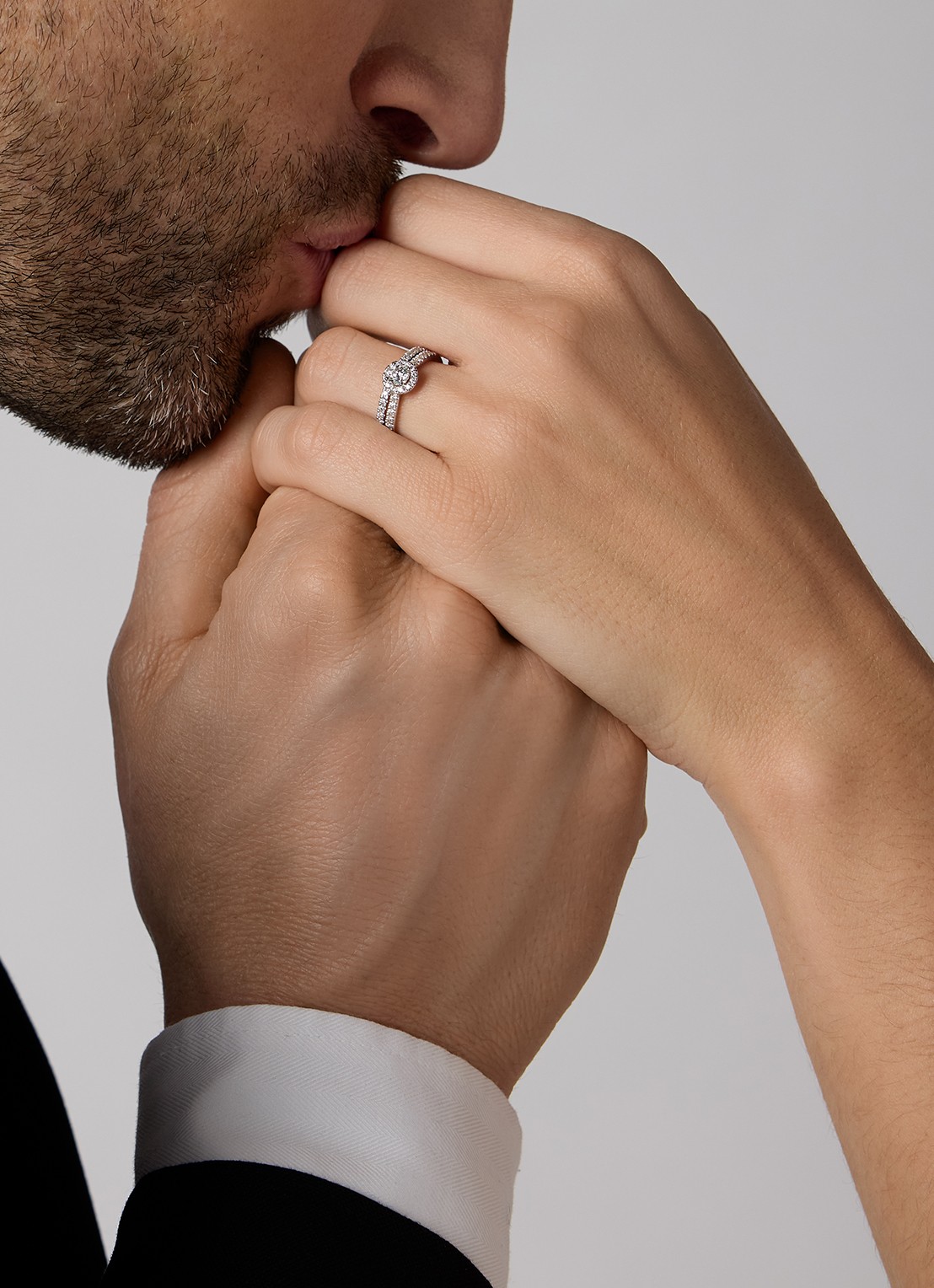 Diamond Point Witgouden ring, 0.50 ct diamant, Perfect Match - voorkant 3 witgoud