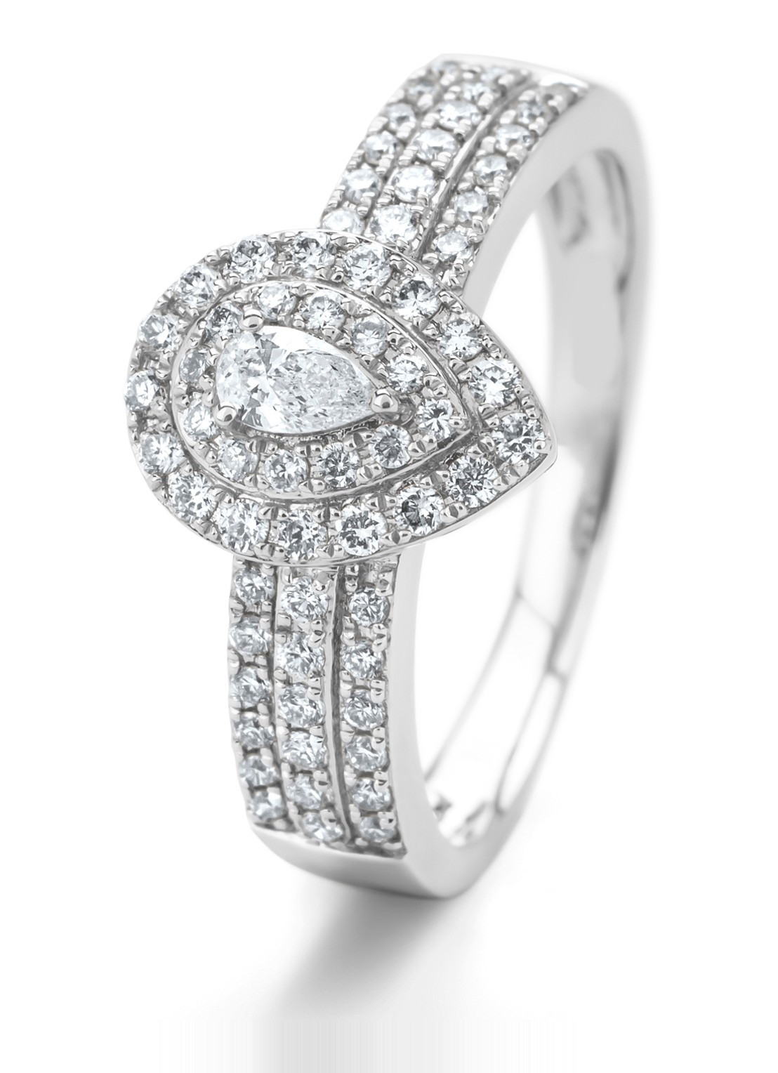 Diamond Point Witgouden ring, 0.50 ct diamant, Petite Romance - voorkant 4 witgoud