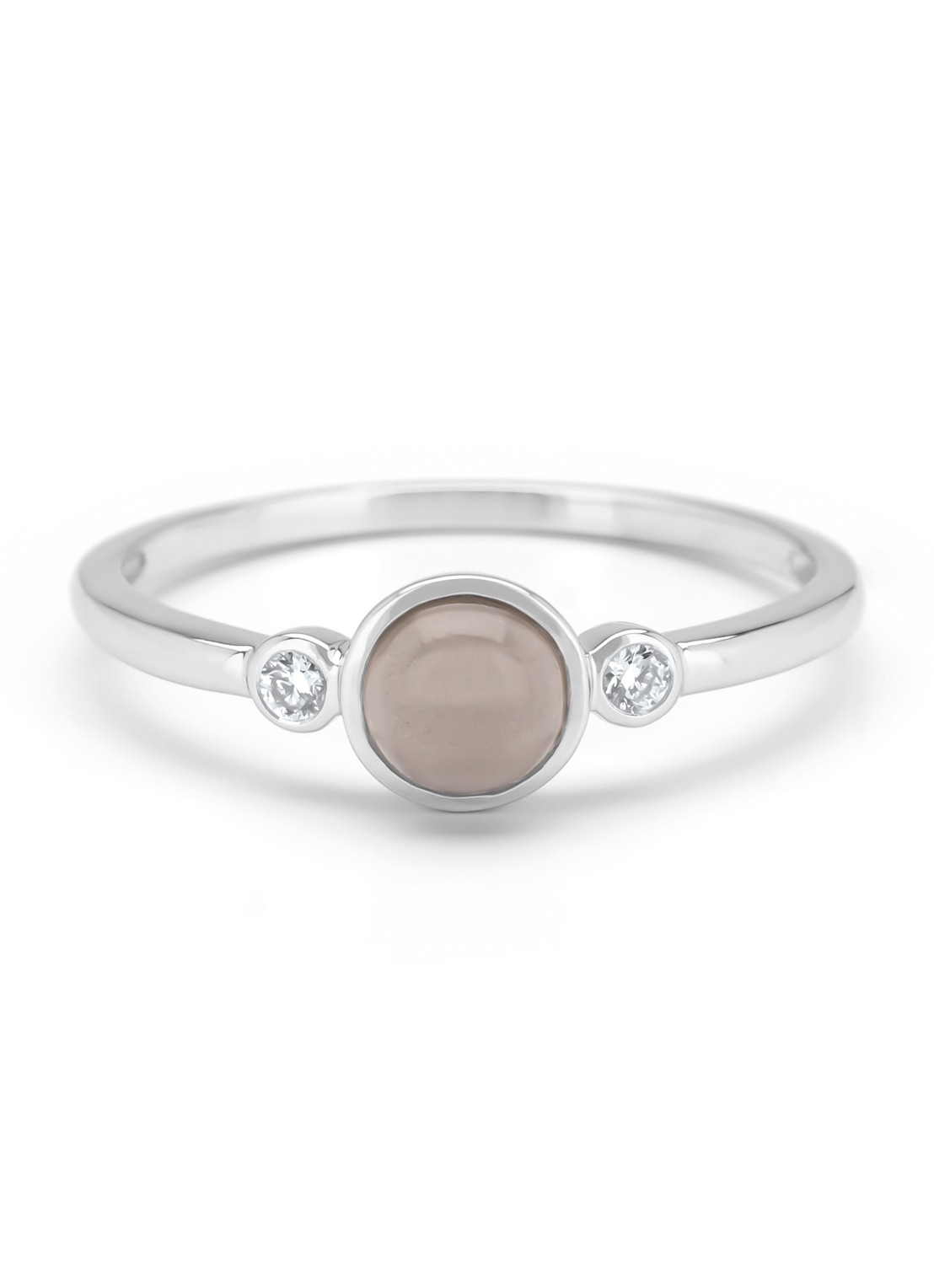 Diamond Point Witgouden ring, 0.58 ct maansteen, Little Drops - detail 2 witgoud