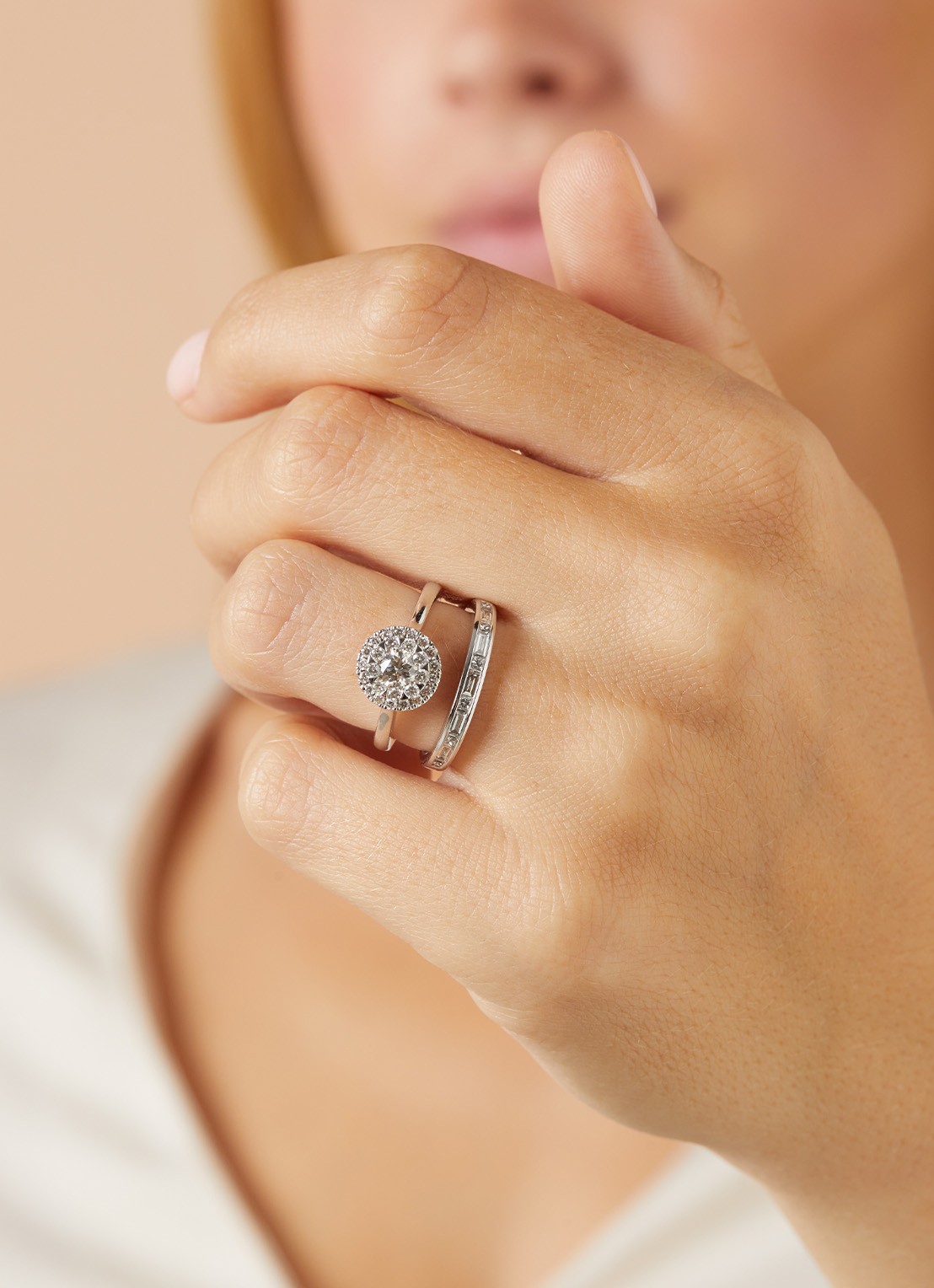 Diamond Point Witgouden ring, 0.62 ct diamant, Solitair - voorkant 5 witgoud
