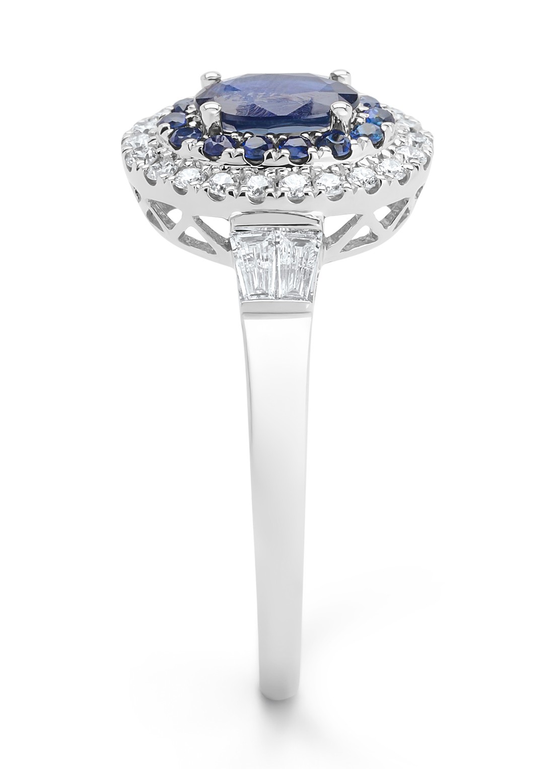 Diamond Point Witgouden ring, 0.65 ct blauwe saffier, Eden - detail 3 witgoud
