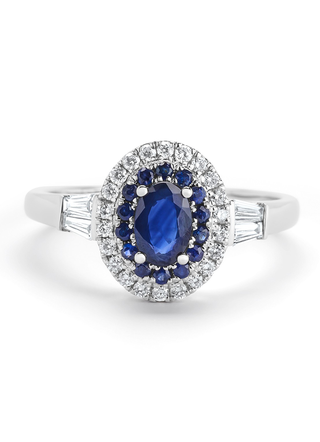 Diamond Point Witgouden ring, 0.65 ct blauwe saffier, Eden - detail 4 witgoud