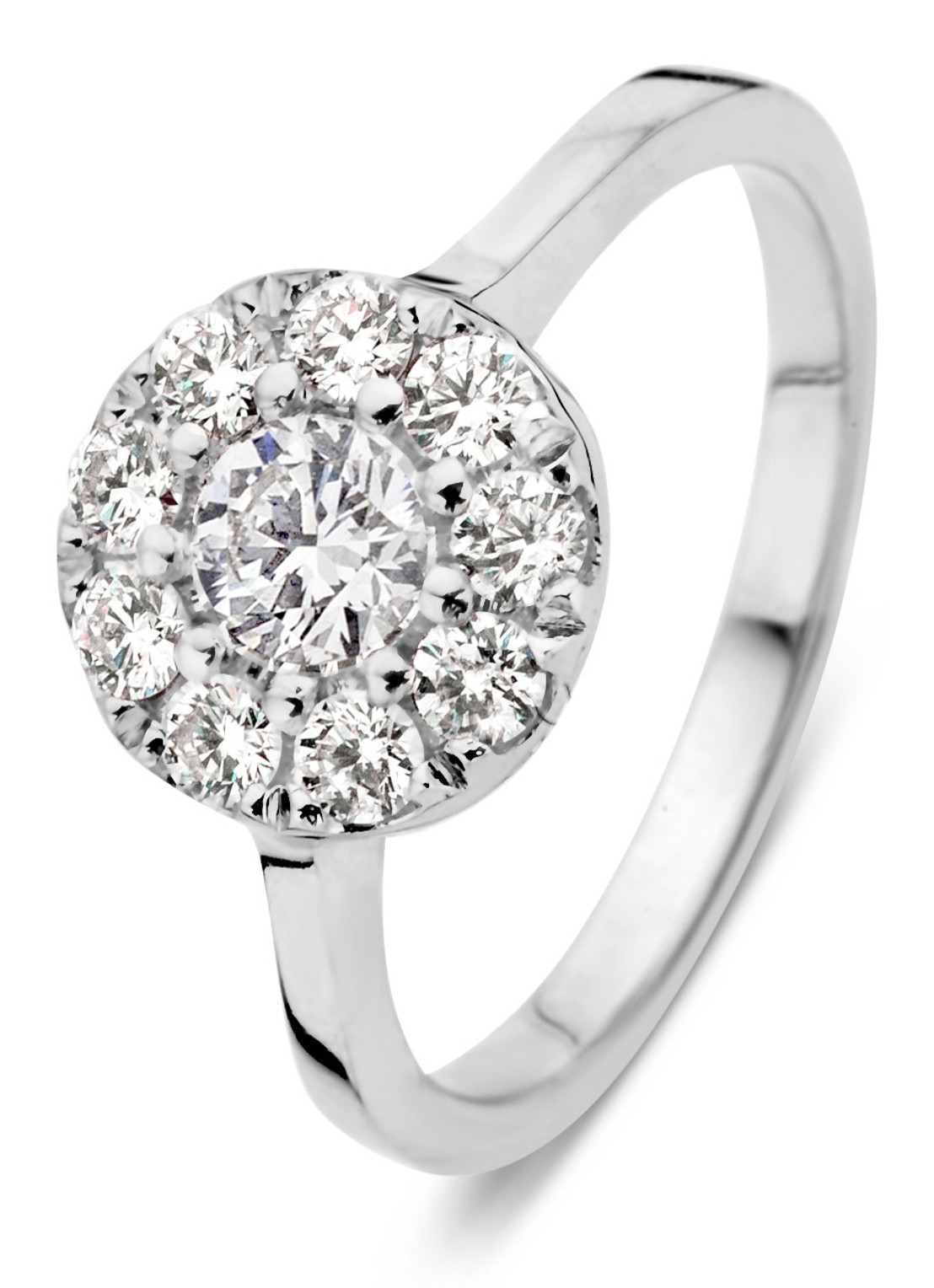 Diamond Point Witgouden ring 0.65 ct diamant Hearts & Arrows - voorkant 2 witgoud