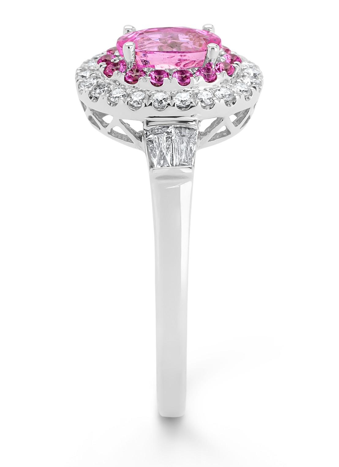 Diamond Point Witgouden ring, 0.65 ct roze saffier, Eden - detail 3 witgoud