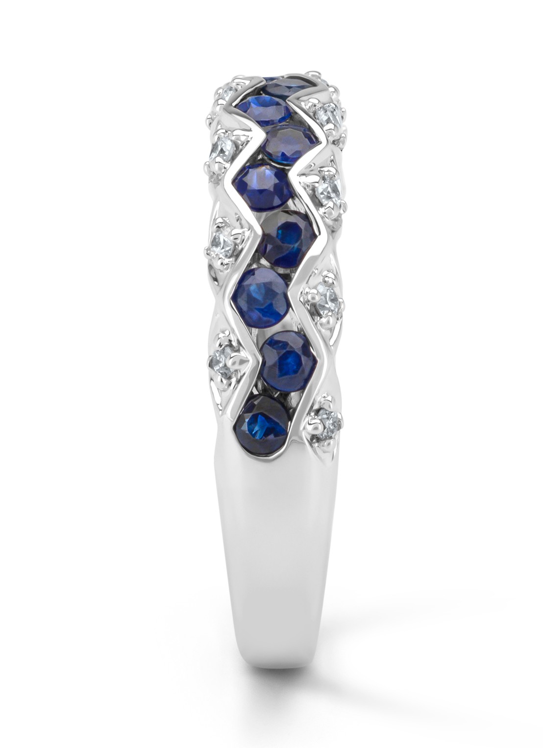 Diamond Point Witgouden ring, 0.79 ct blauwe saffier, Majestic - detail 3 witgoud