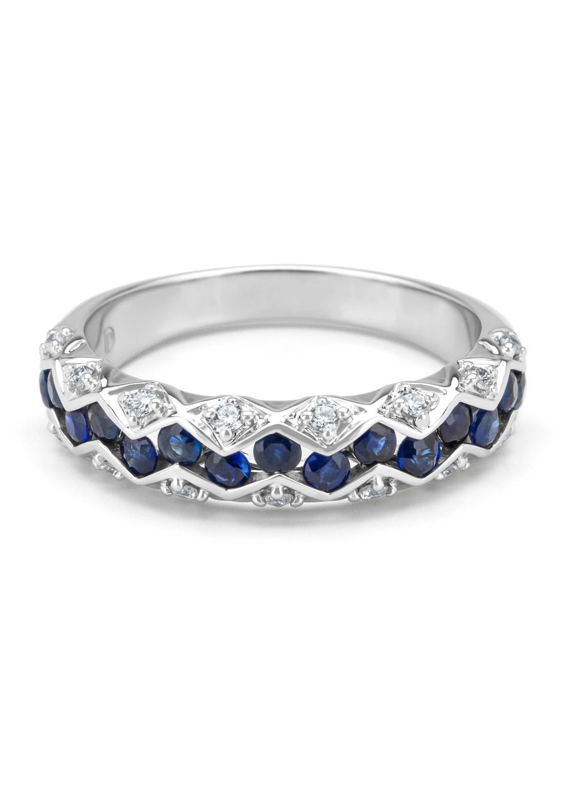 Diamond Point Witgouden ring, 0.79 ct blauwe saffier, Majestic - detail 4 witgoud