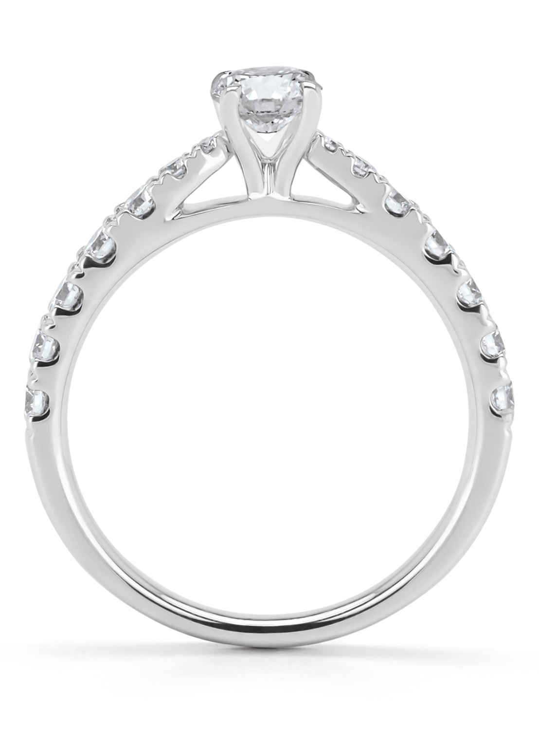 Diamond Point Witgouden ring, 0.87 ct diamant, Perfect Match - achterkant witgoud