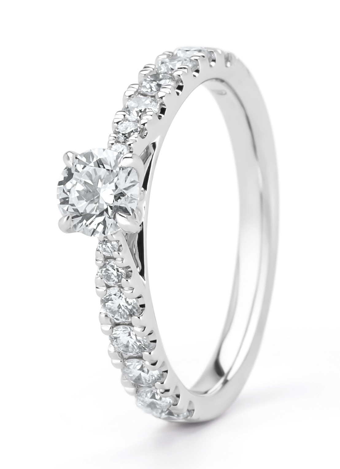 Diamond Point Witgouden ring, 0.87 ct diamant, Perfect Match - voorkant 2 witgoud