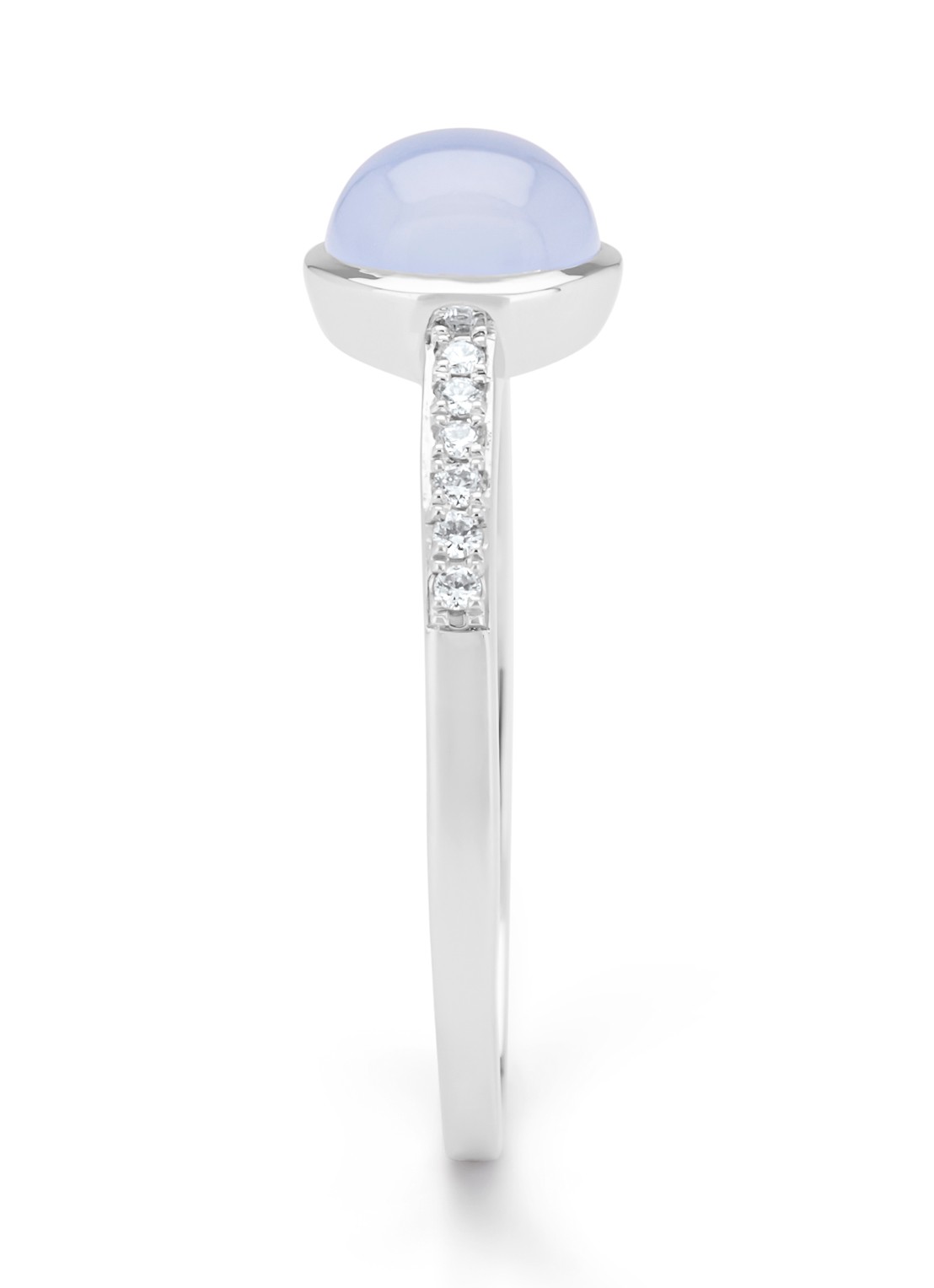 Diamond Point Witgouden ring, 0.93 ct blauwe chalcedoon, Little Drops - detail 3 witgoud