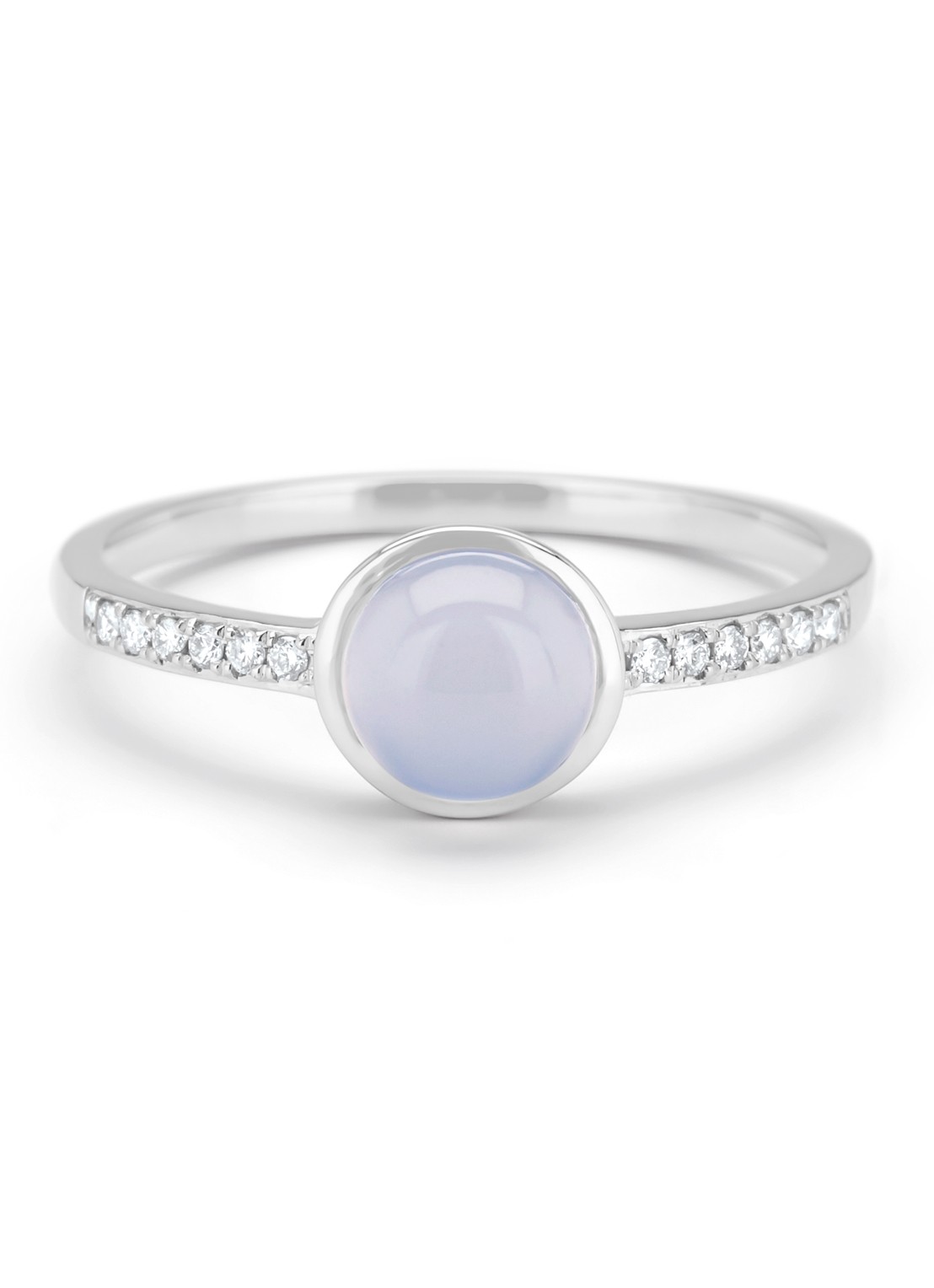 Diamond Point Witgouden ring, 0.93 ct blauwe chalcedoon, Little Drops - detail 4 witgoud